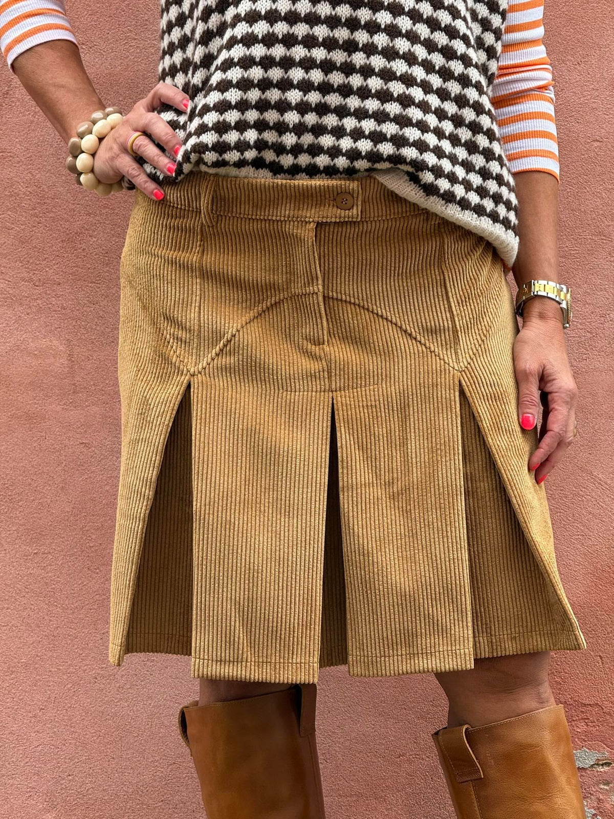 Gitte Corduroy Skirt - Cammello
