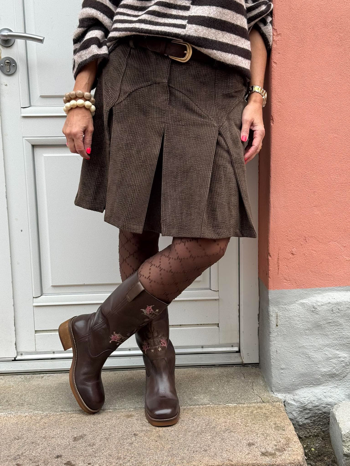 Gitte Corduroy Skirt - Dark Brown