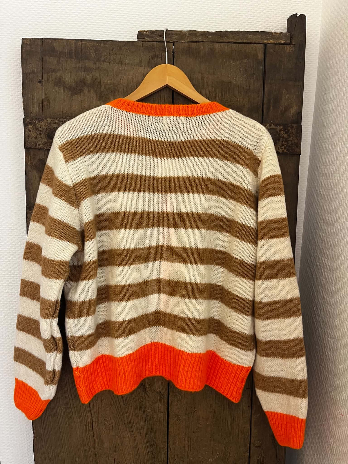 Pipi Striped Cardigan - Off White/Camel/Orange