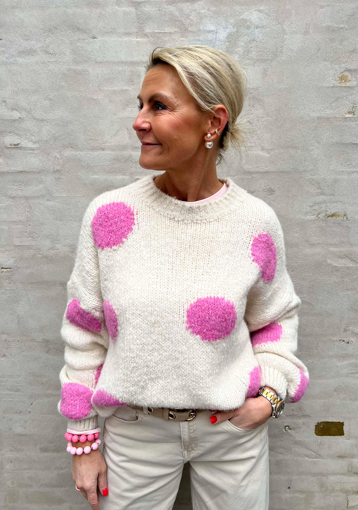 Camilia Pullover - Pink Dots