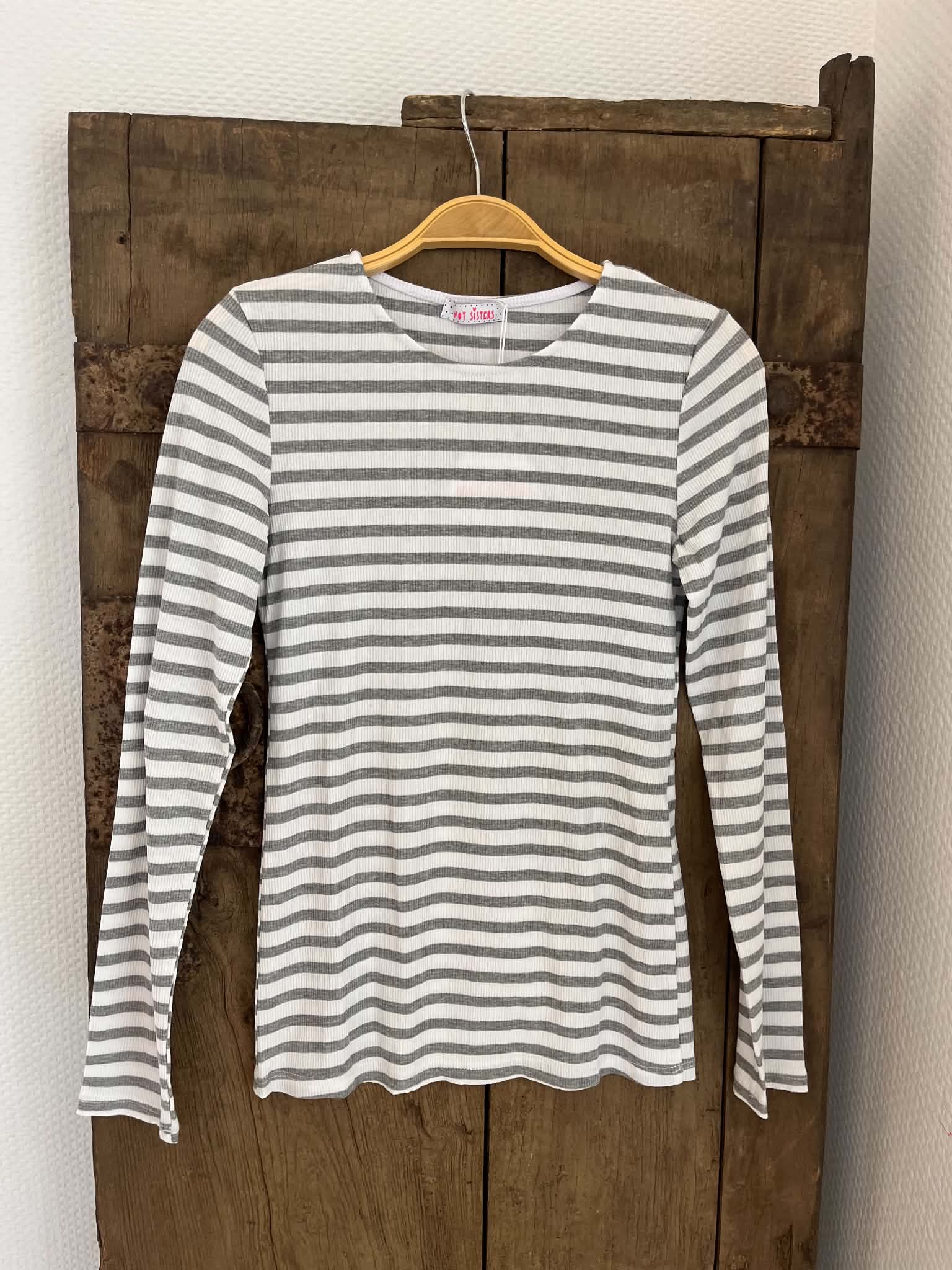 Everyday Stripes LS Blouse - Light Grey/White