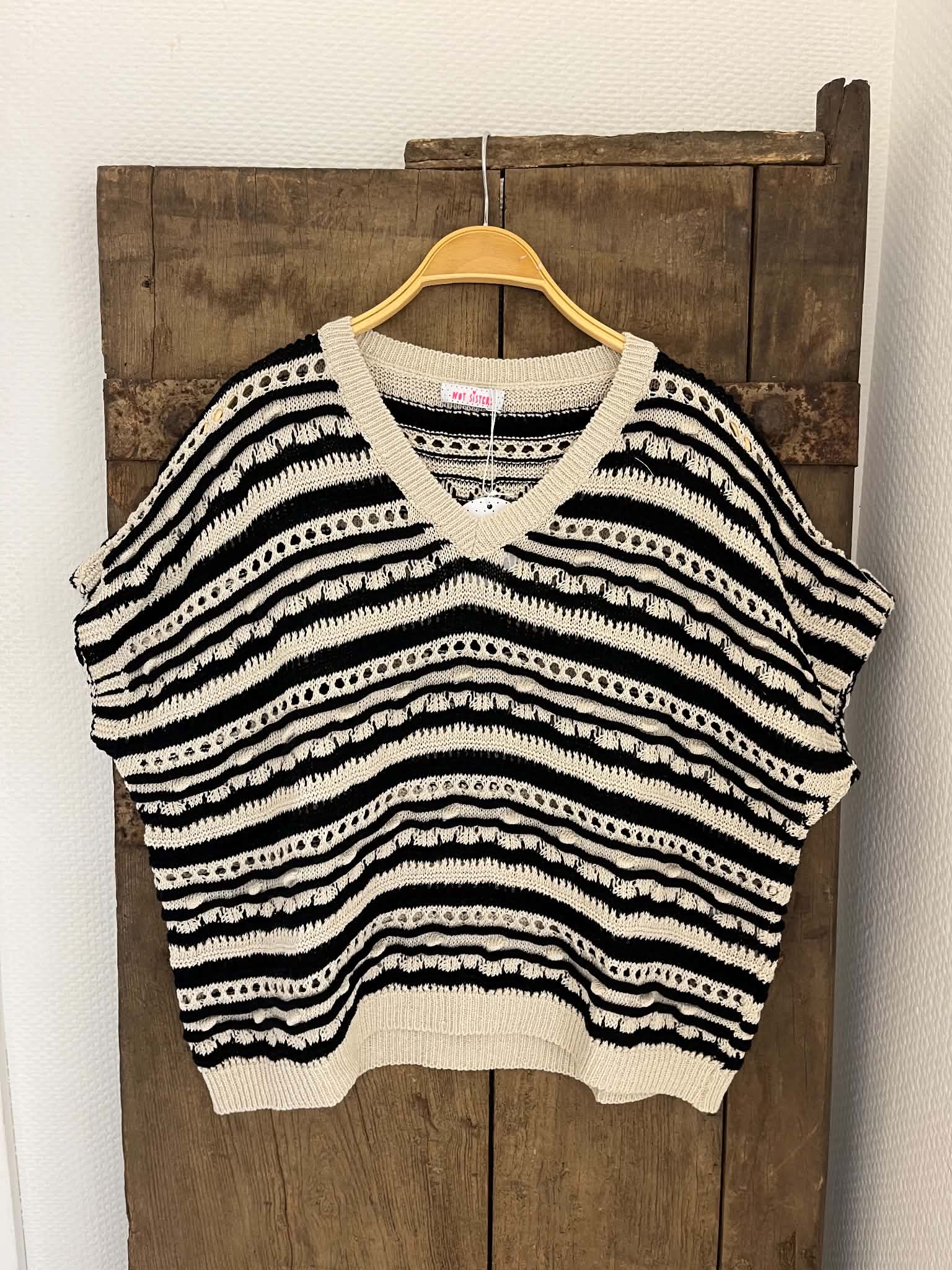 Ziga Knit Blouse - Black/Off White
