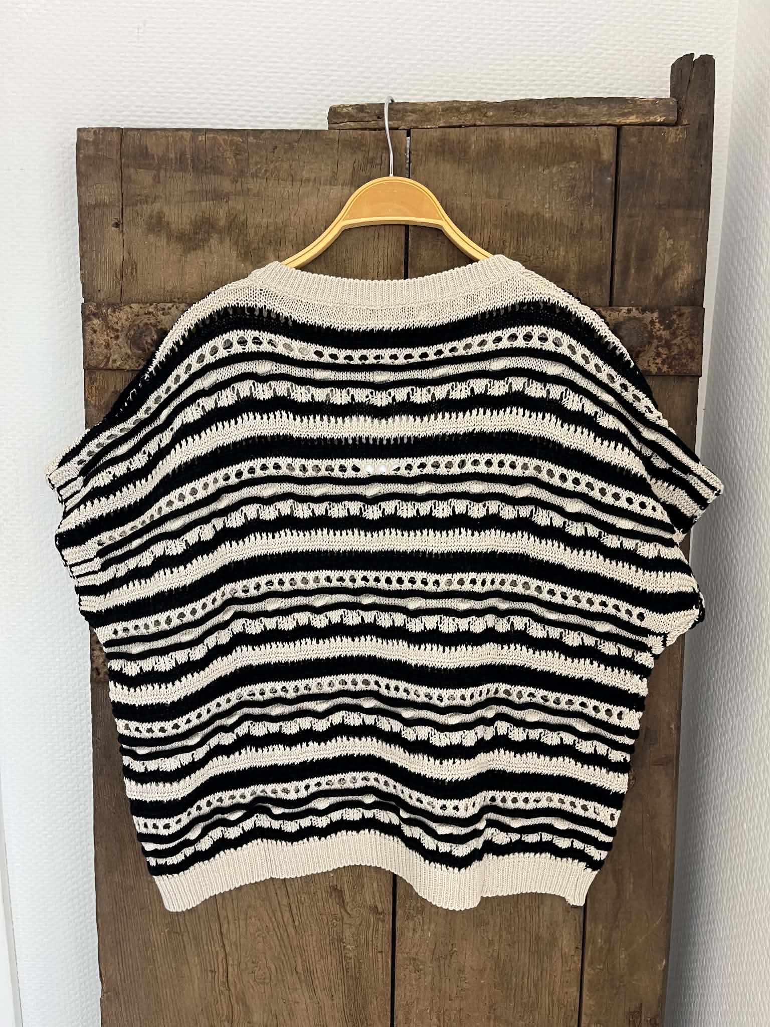 Ziga Knit Blouse - Black/Off White