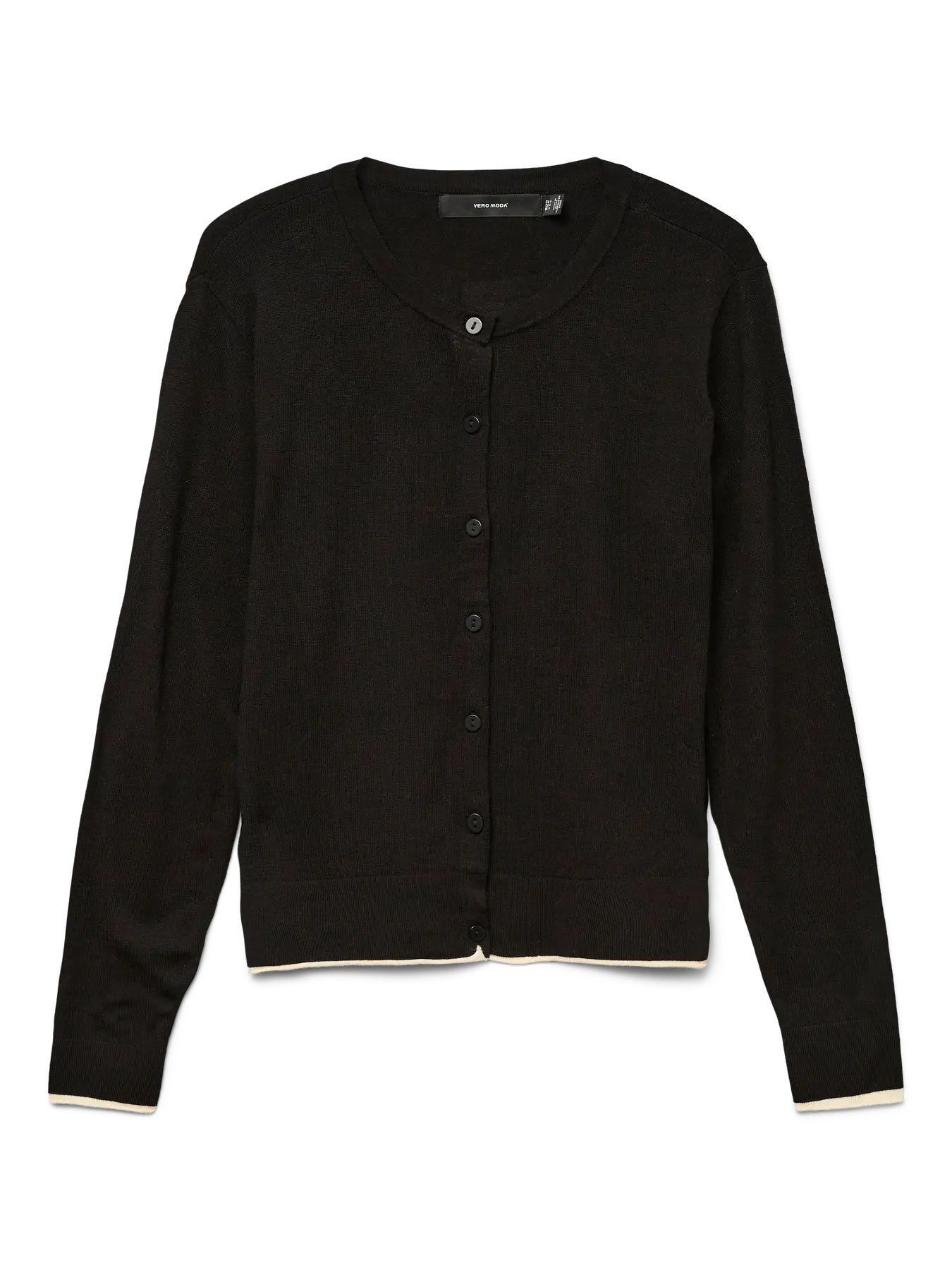BREEZE O-NECK CARDIGAN - Black W. Birch Contrast