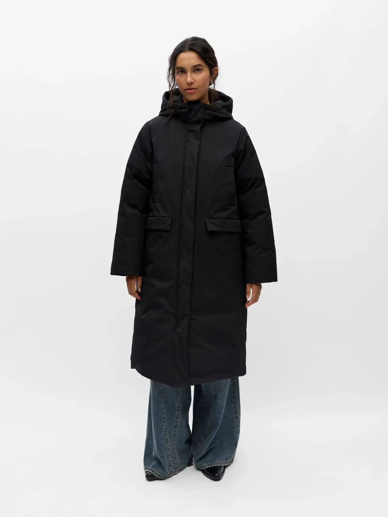 KELYN L/S RE LONG JACKET - Black