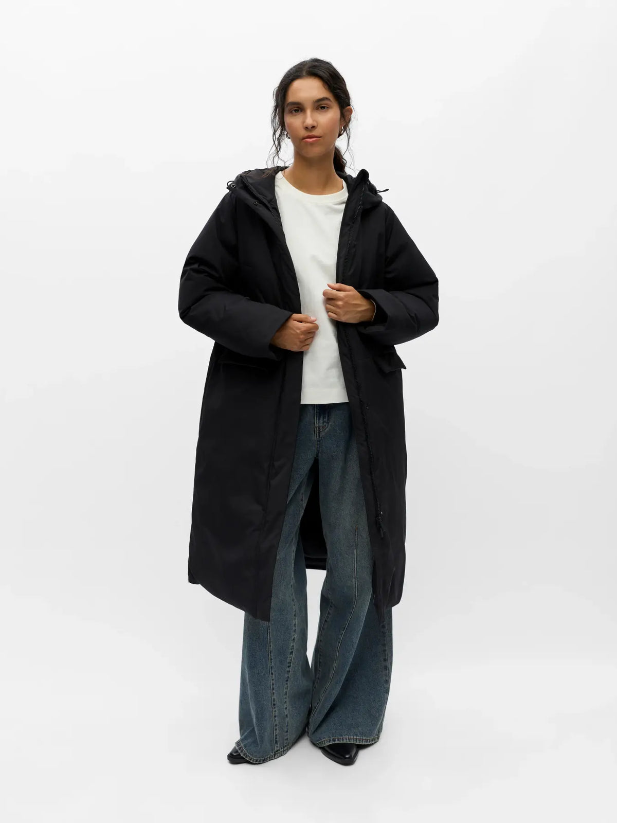 KELYN L/S RE LONG JACKET - Black