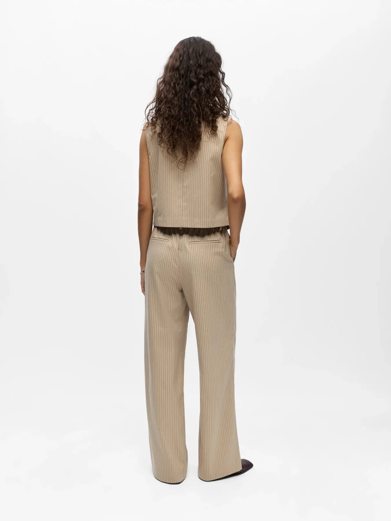 Lisa WIDE pant - Humus/Seal Brown Pinstripe