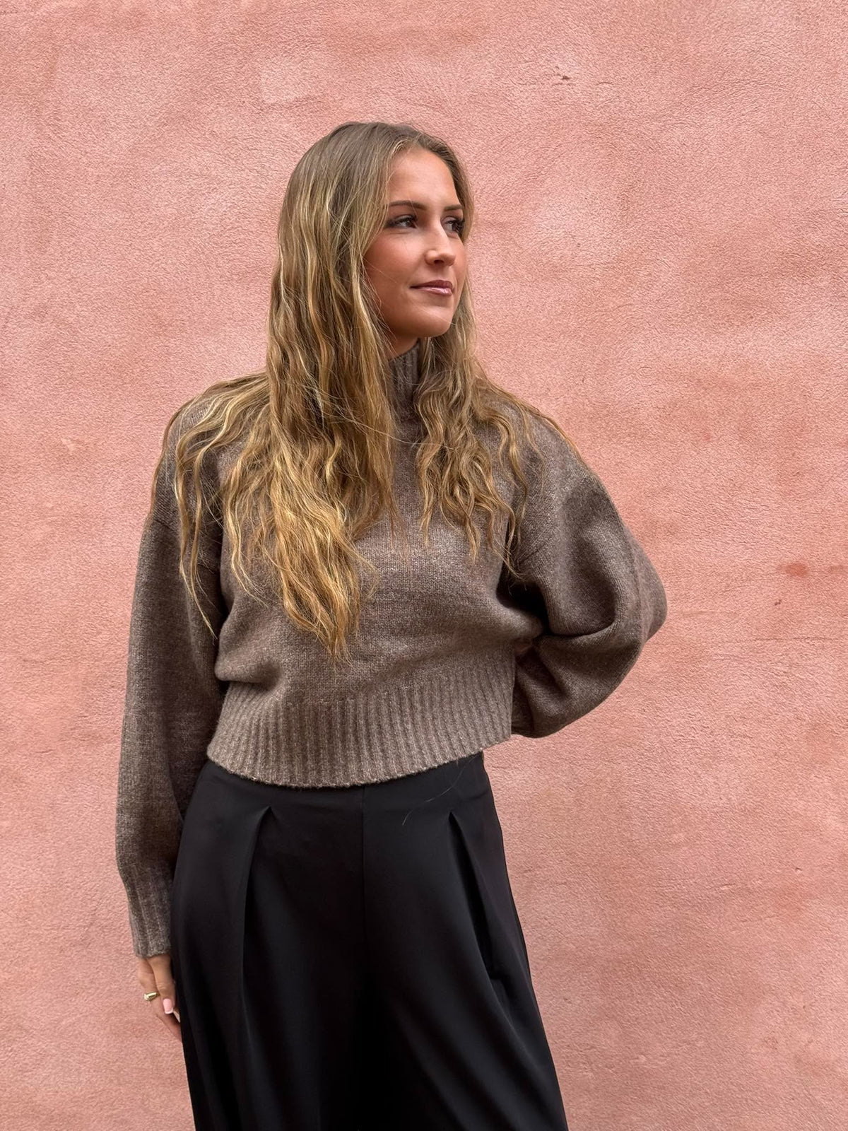 AICO LS SHORT HIGH NECK - Coffee Quartz/Melange