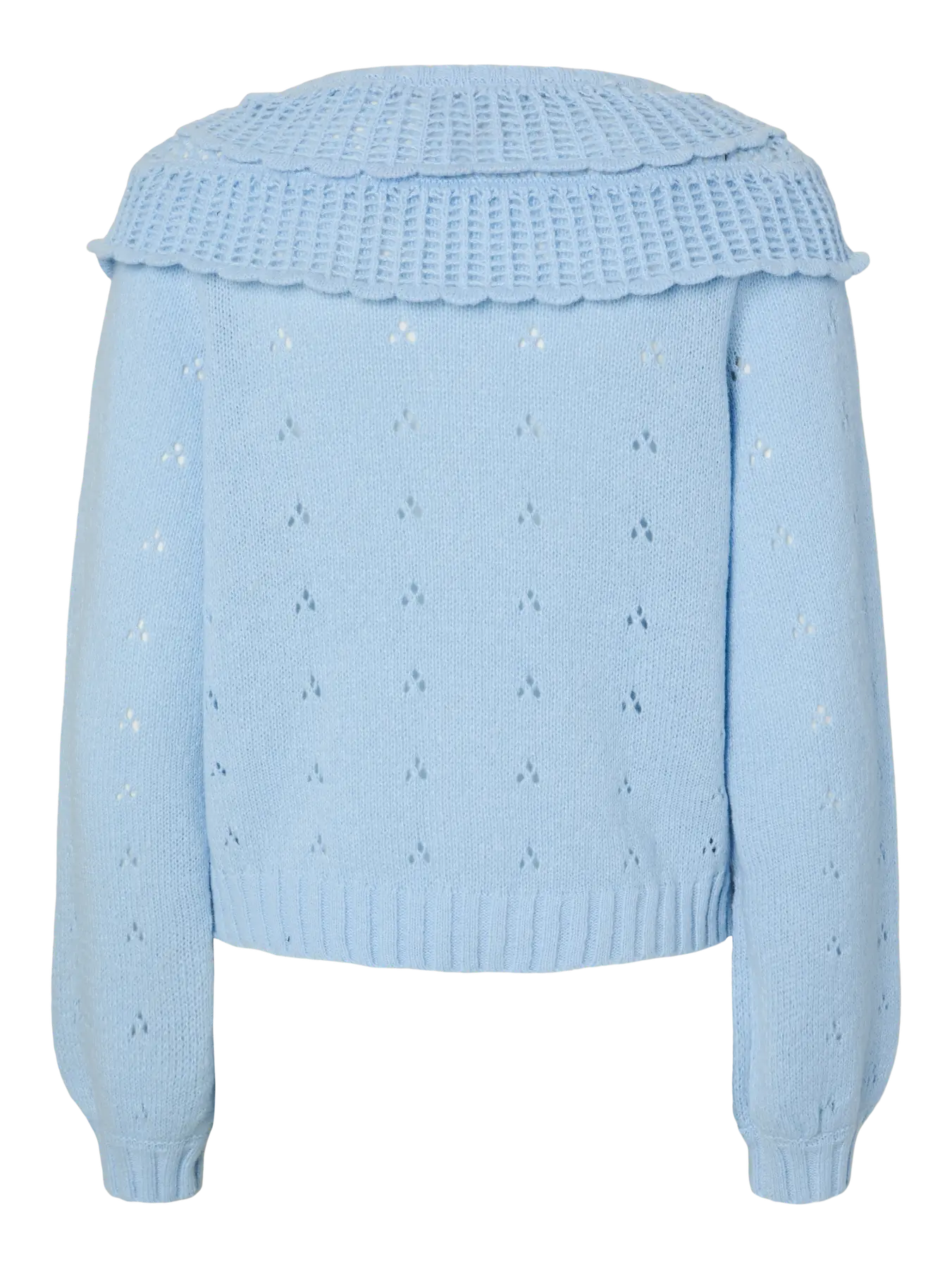 DAVIS LS O-NECK FRILL CARDIGAN - Cashmere Blue