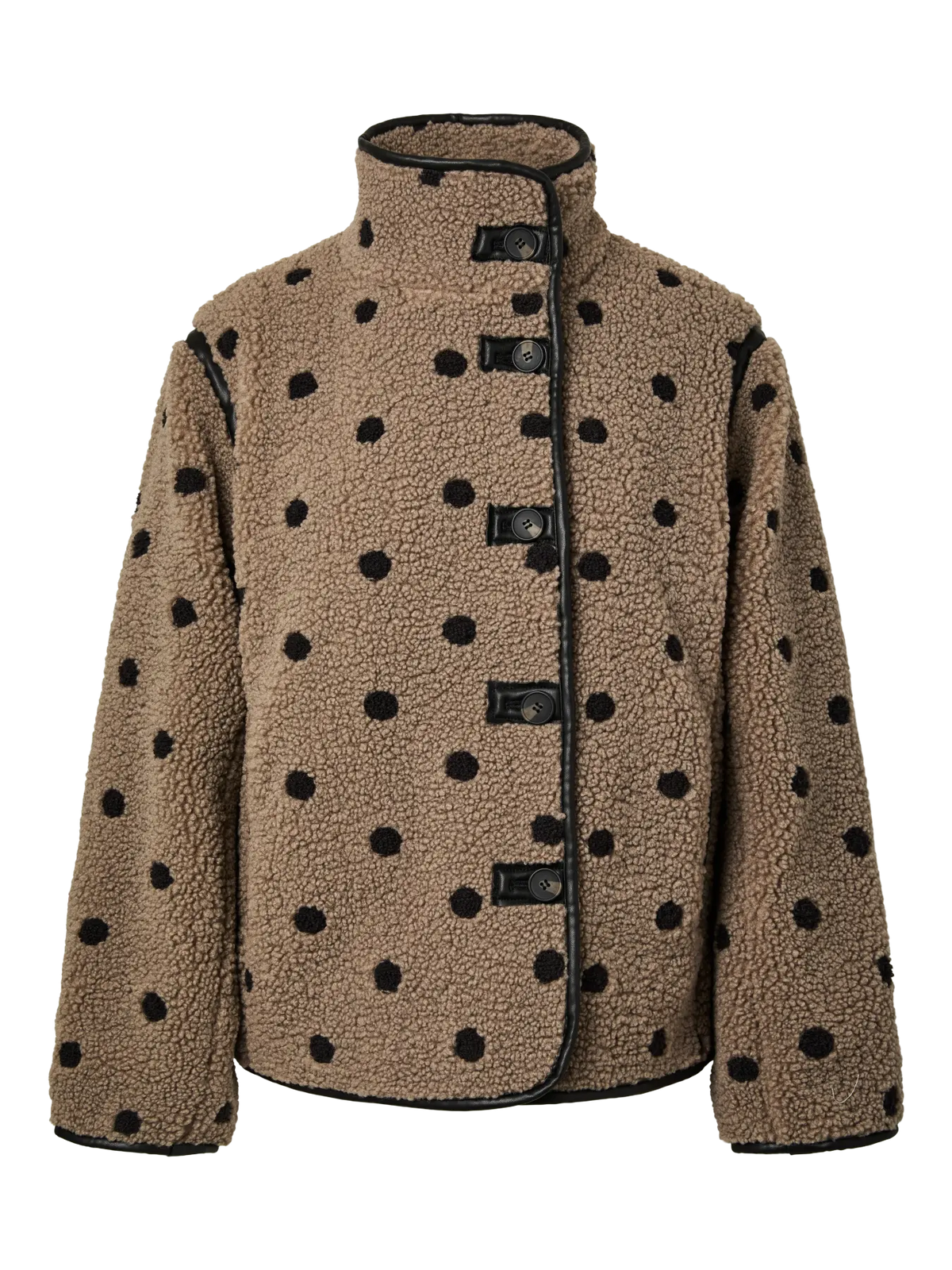 EDA TEDDY DOT JACKET - Greige/Black