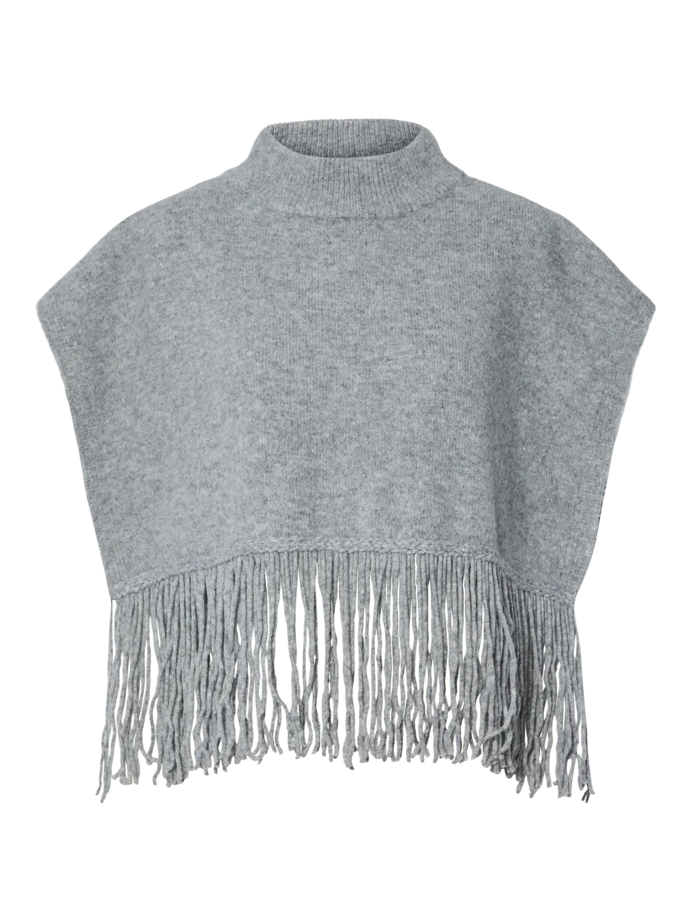 JULLE PONCHO - Light Grey Melange