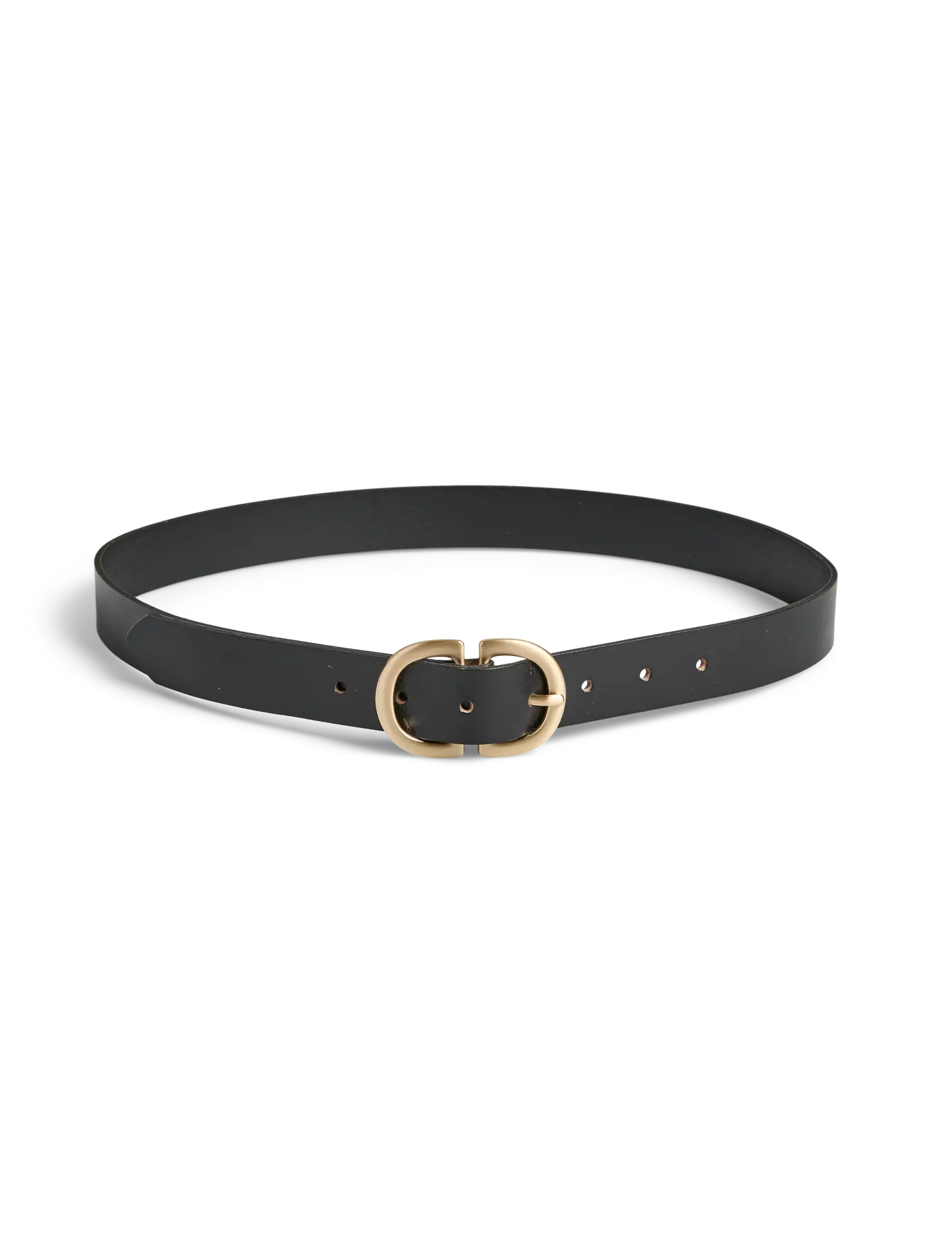 JUVA LEATHER JEANS BELT - Black GOLD BUCKLE