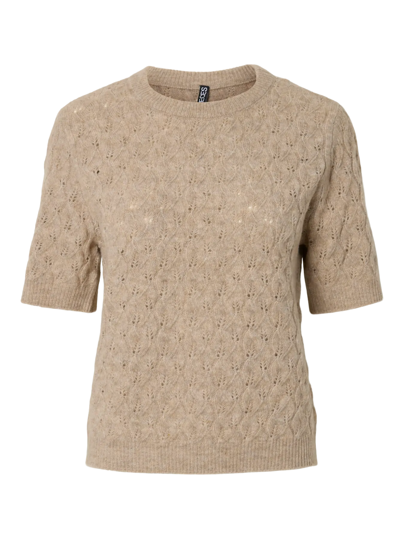 LELOU SS O-NECK KNIT - Taupe Gray MELANGE