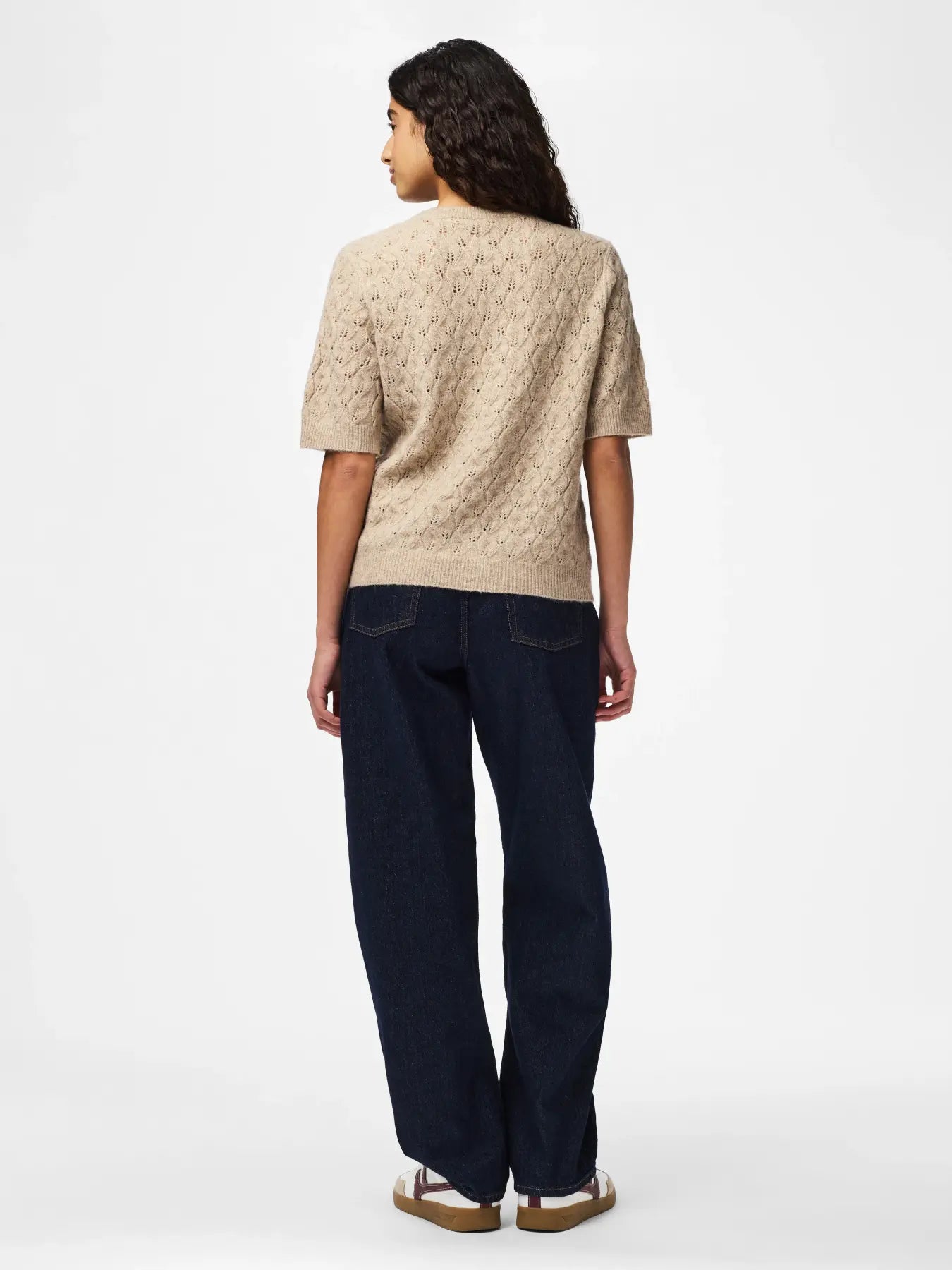 LELOU SS O-NECK KNIT - Taupe Gray MELANGE