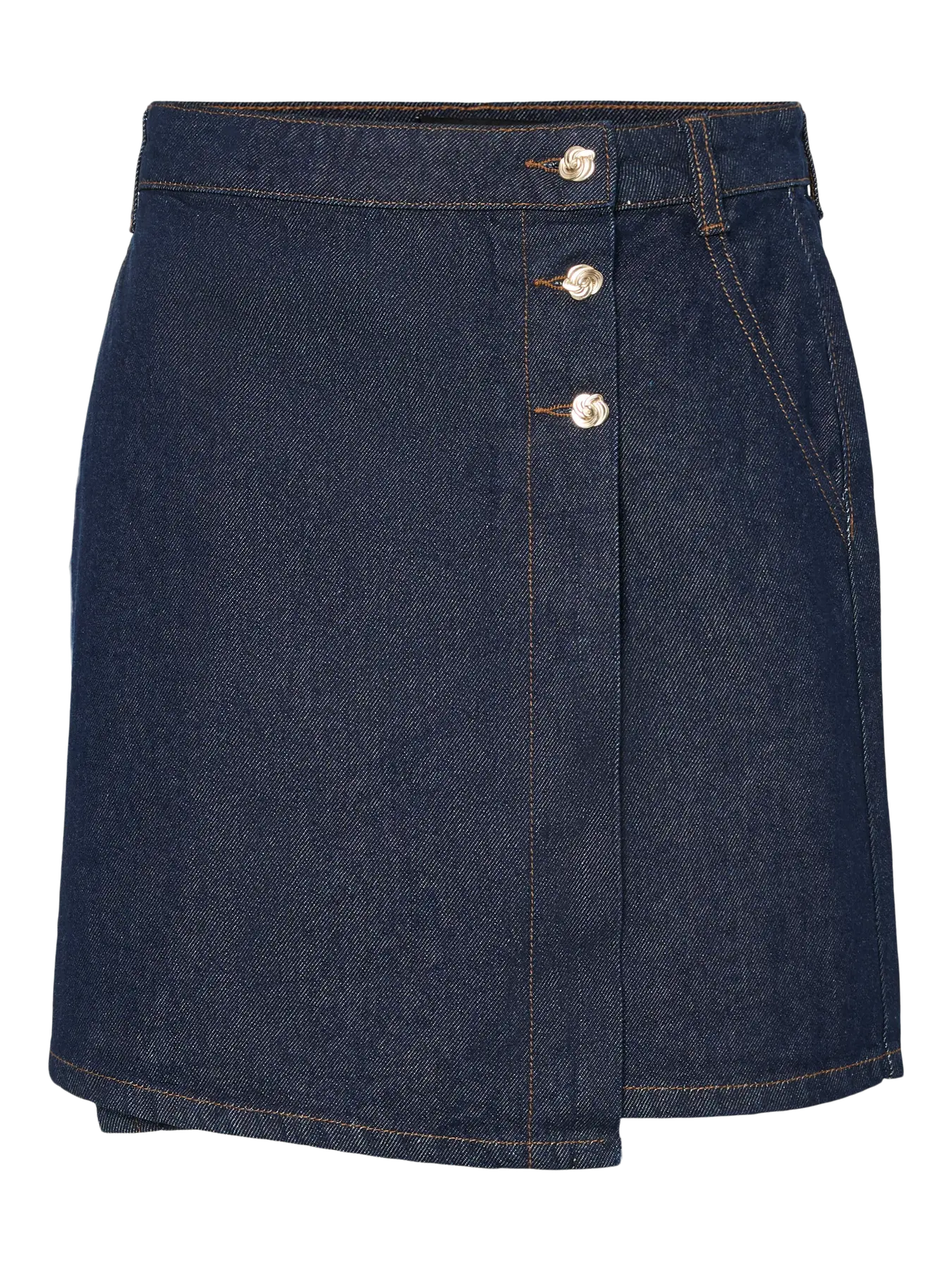 MALIN HW DENIM SKIRT - Dark Blue Denim raw unwashed