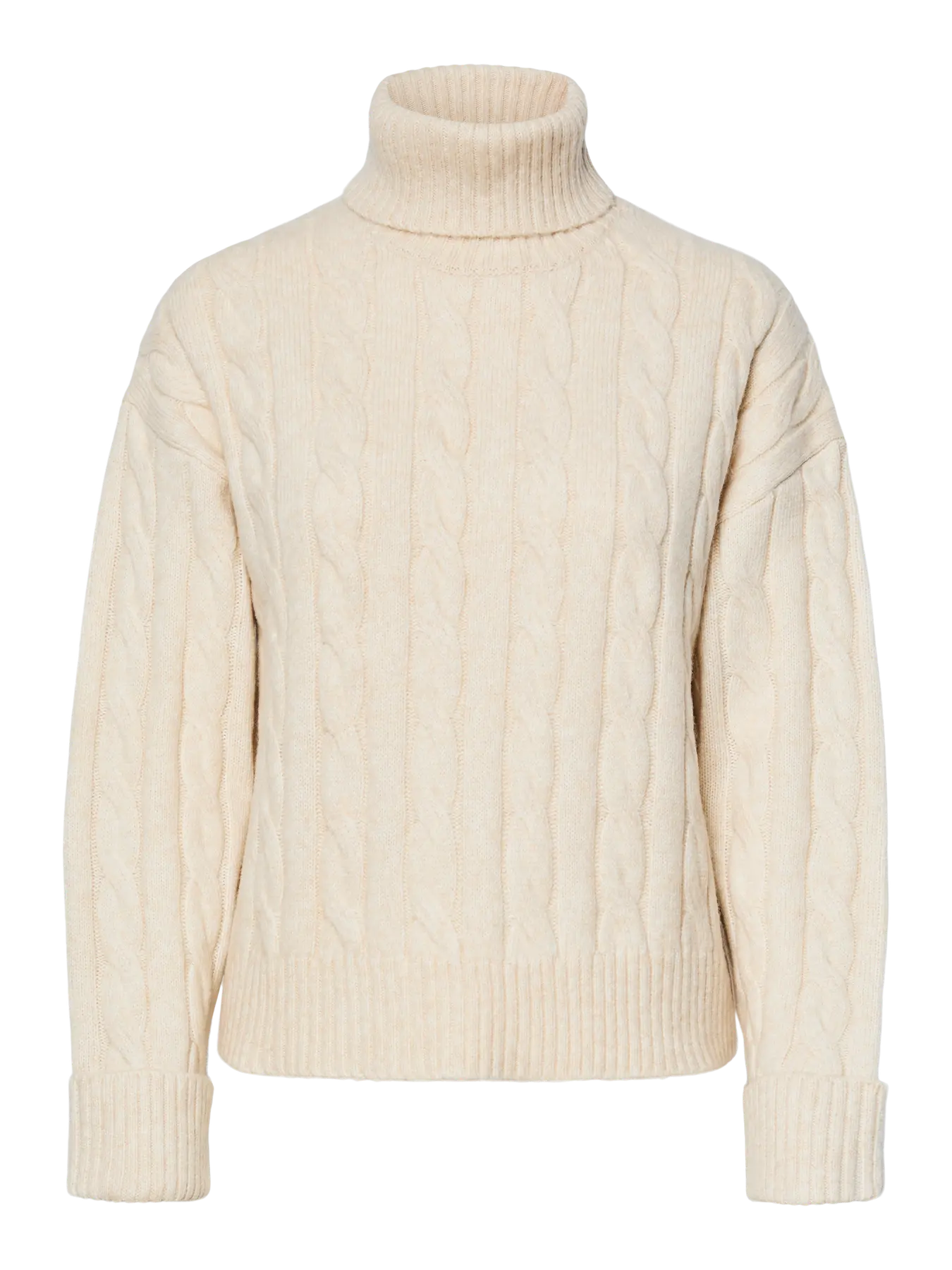 MAY HIGH ROLL NECK KNIT - Birch melange birch