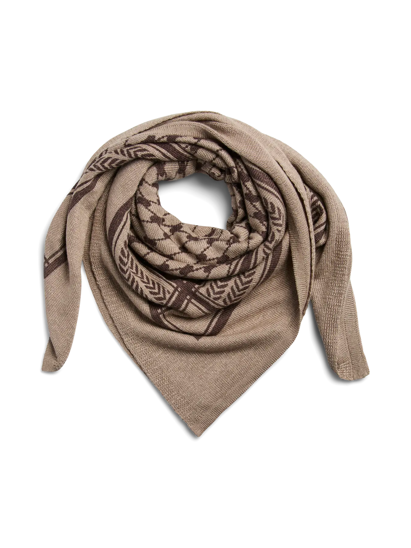 NOVIS SQUARE SCARF - Greige/Coffee Quartz