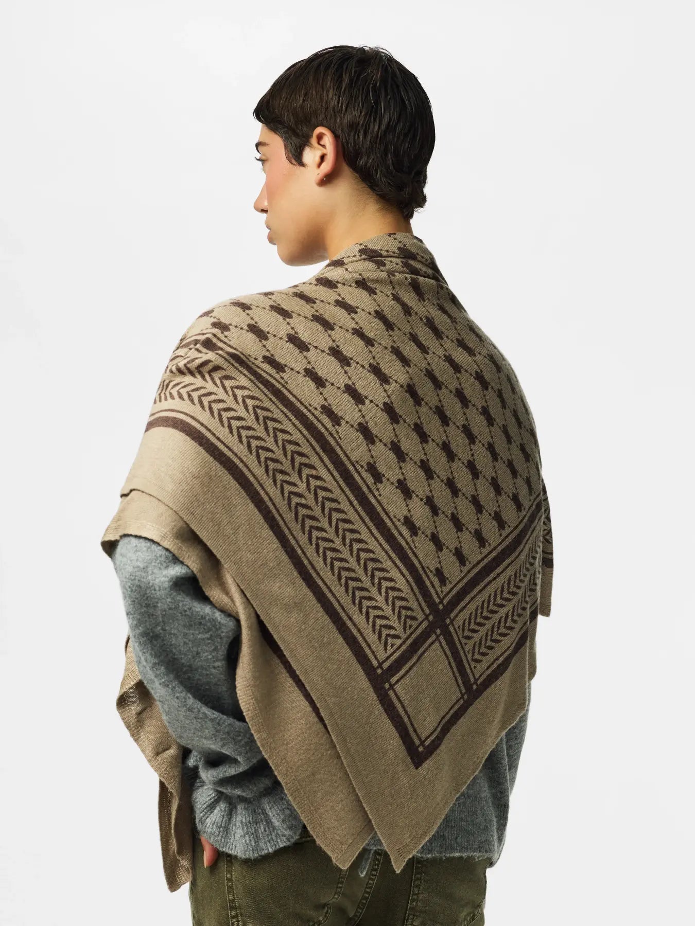 NOVIS SQUARE SCARF - Greige/Coffee Quartz
