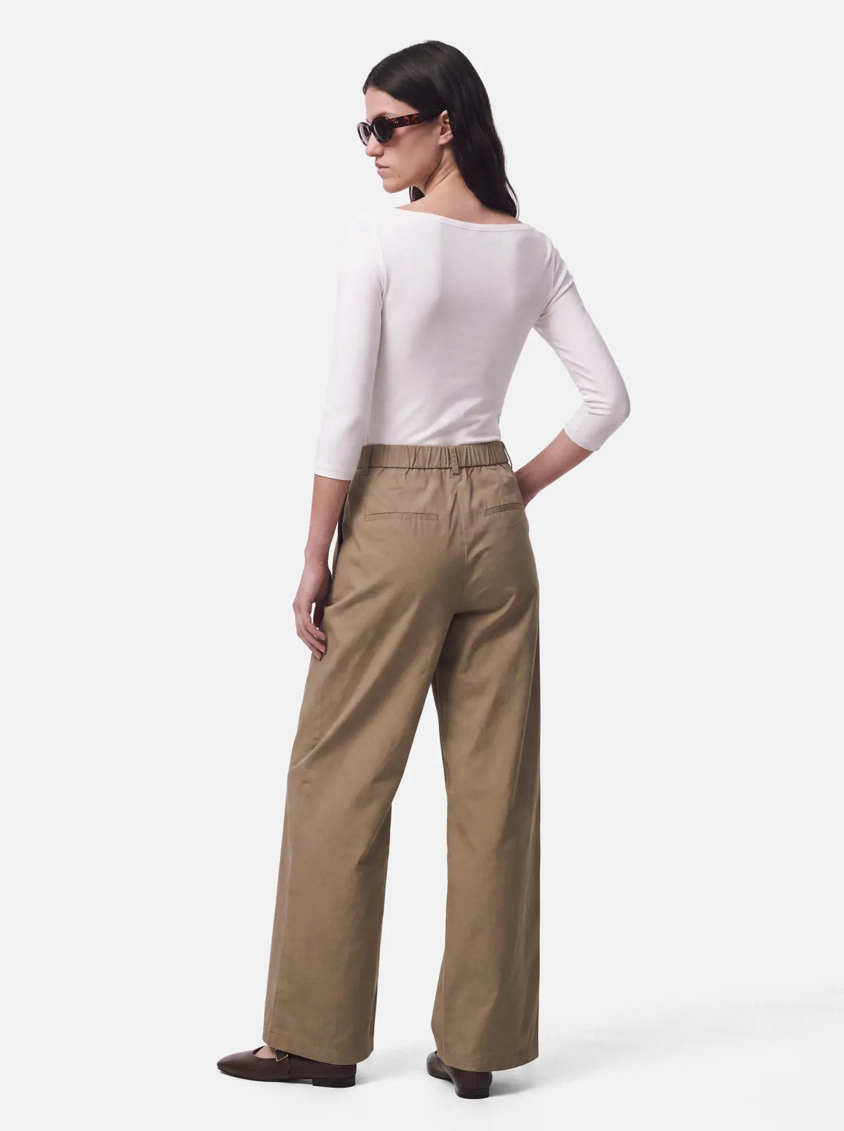 PAM HW WIDE LEG PANTS - Greige