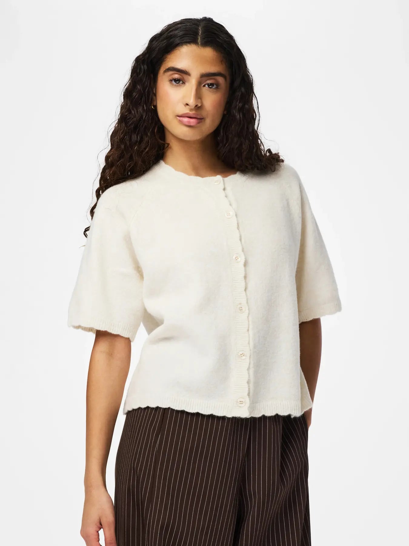 RATH SS O-NECK KNIT CARDIGAN - Birch