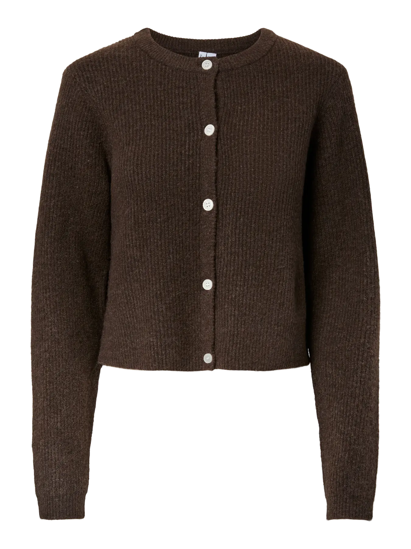SILLY LS O-NECK KNIT CARDIGAN - Hot Fudge MELANGE