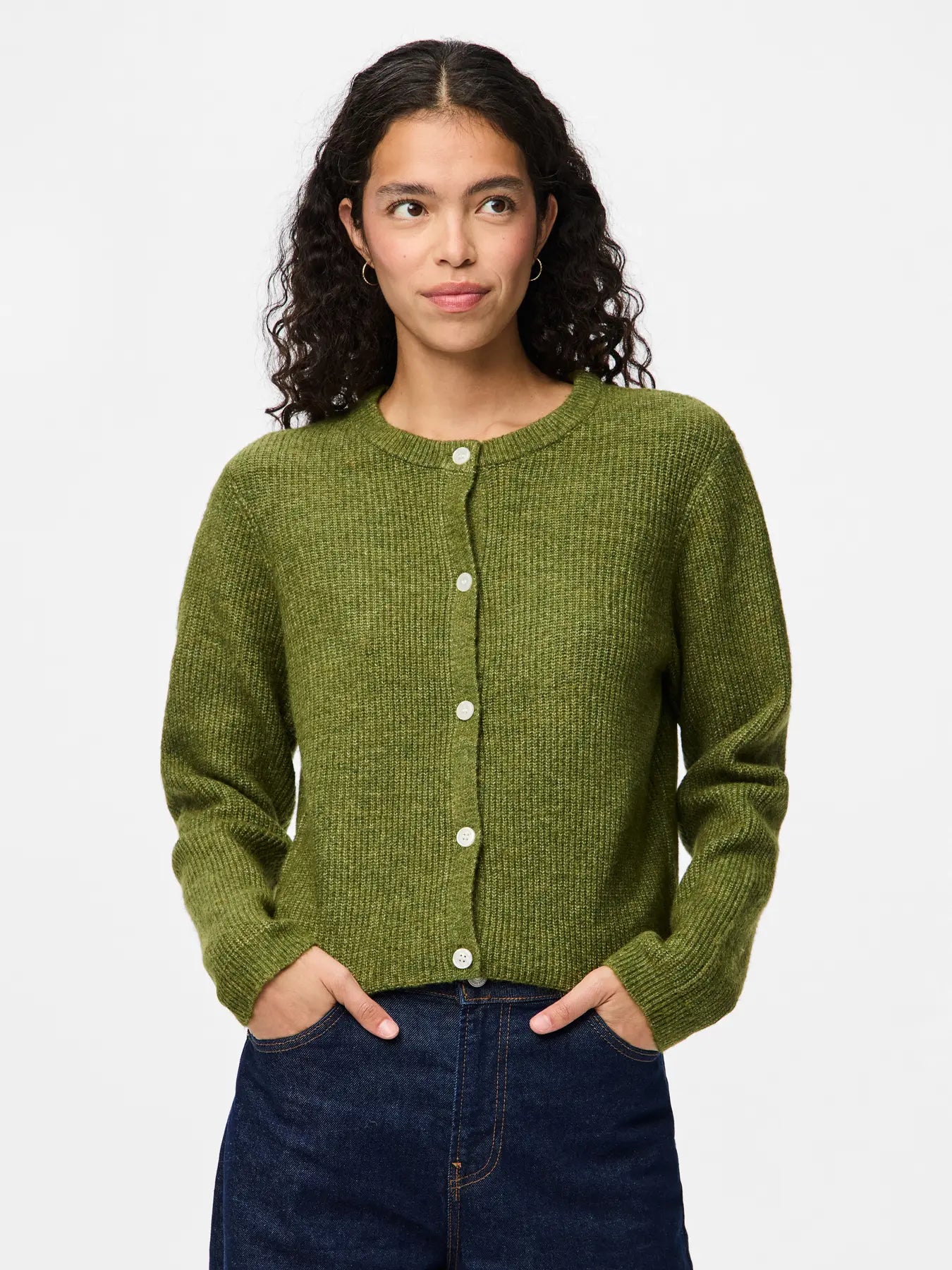 SILLY LS O-NECK KNIT CARDIGAN - Sphagnum MELANGE
