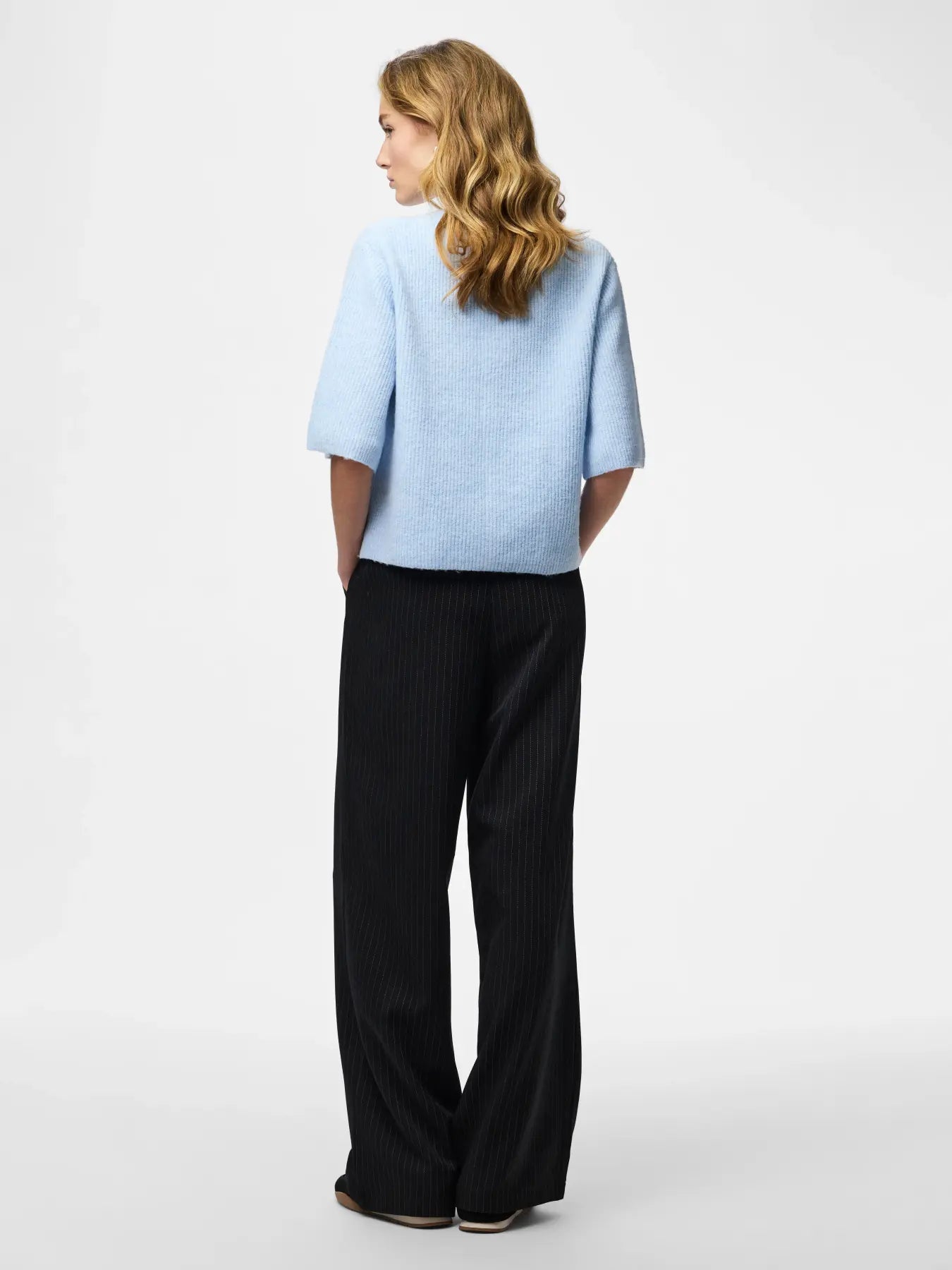 SILLY SS O-NECK KNIT CARDIGAN - Cashmere Blue MELANGE