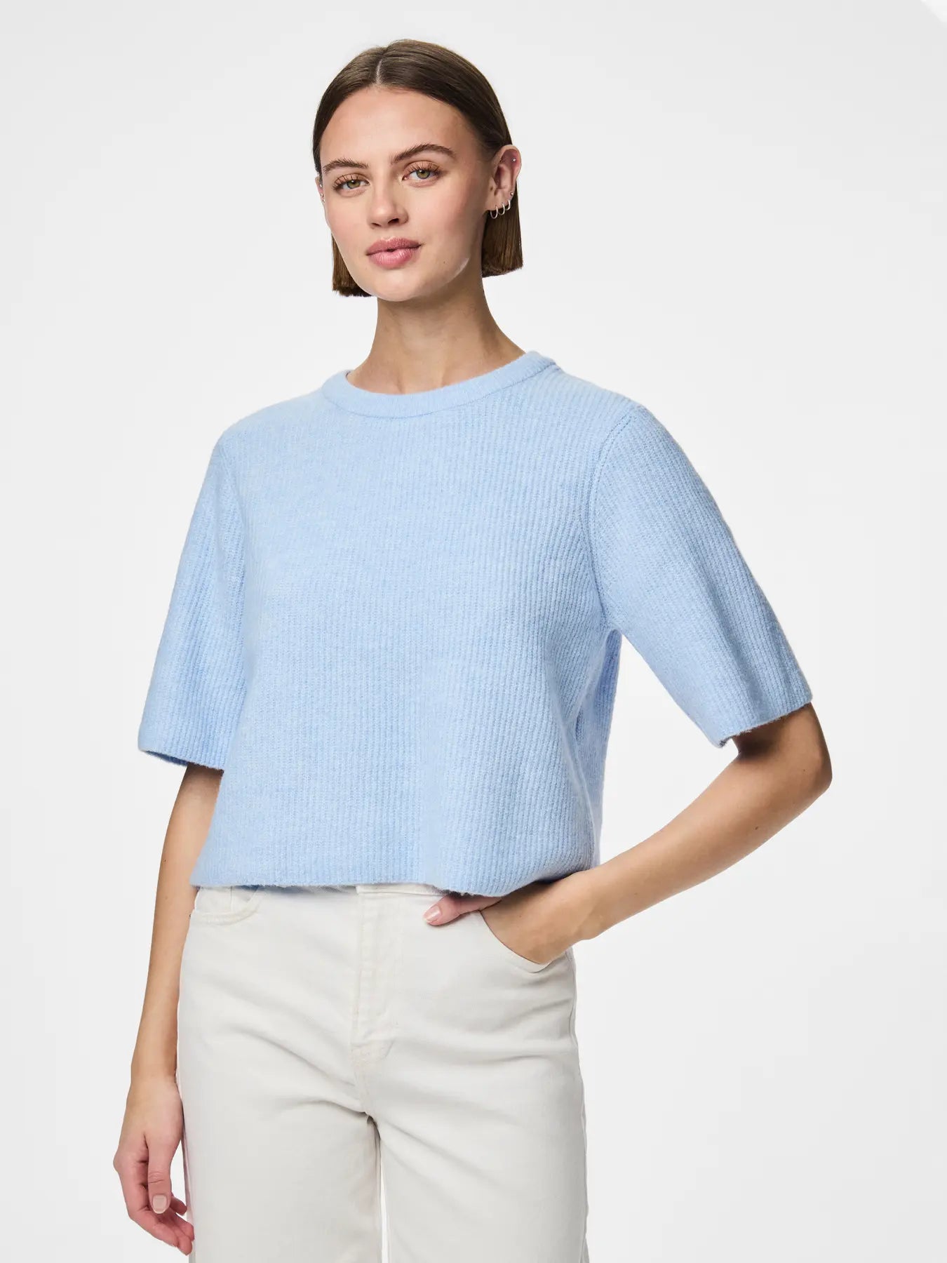 SILLY SS O-NECK KNIT - Cashmere Blue MELANGE