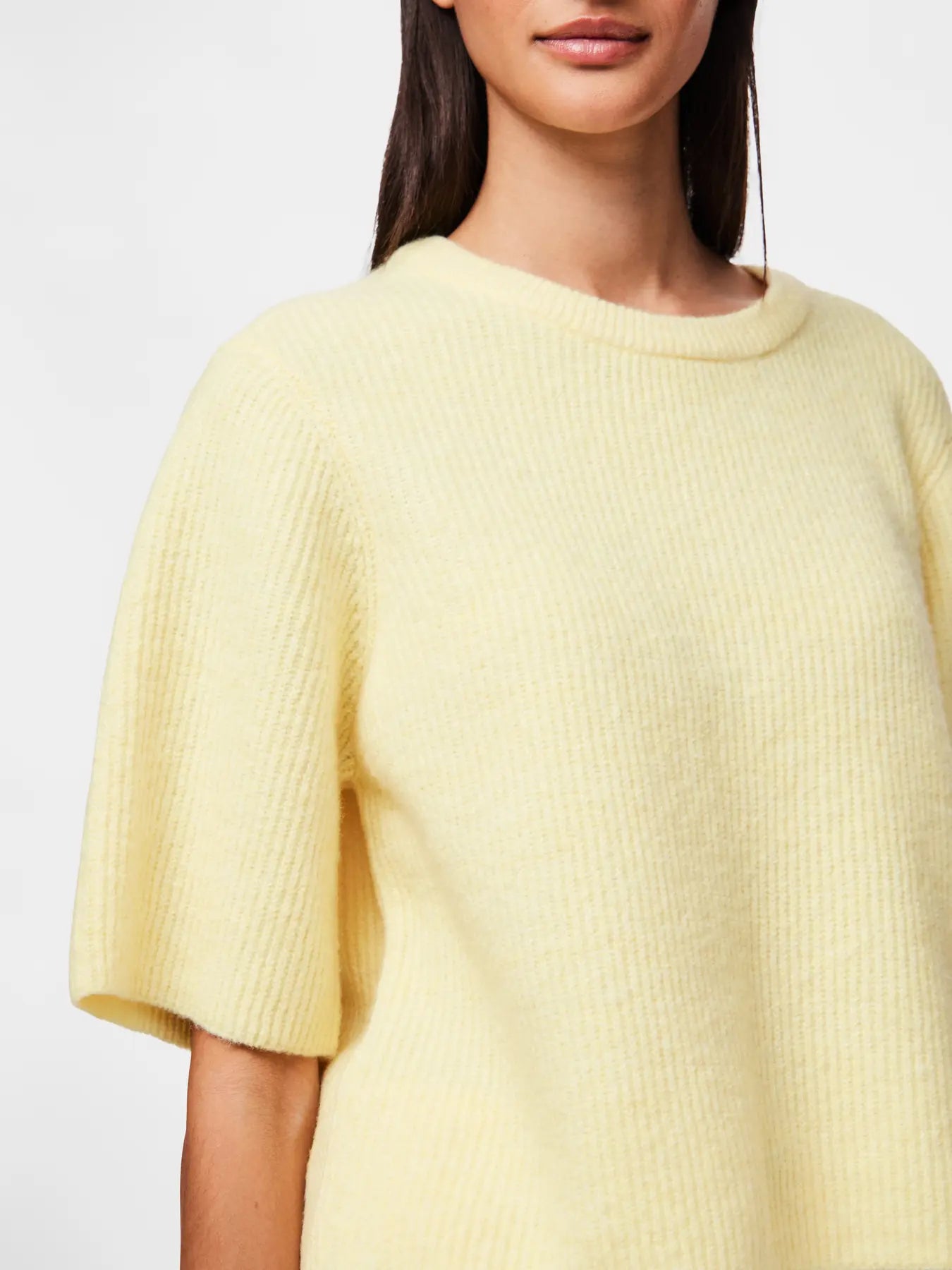 SILLY SS O-NECK KNIT - Pale Banana MELANGE