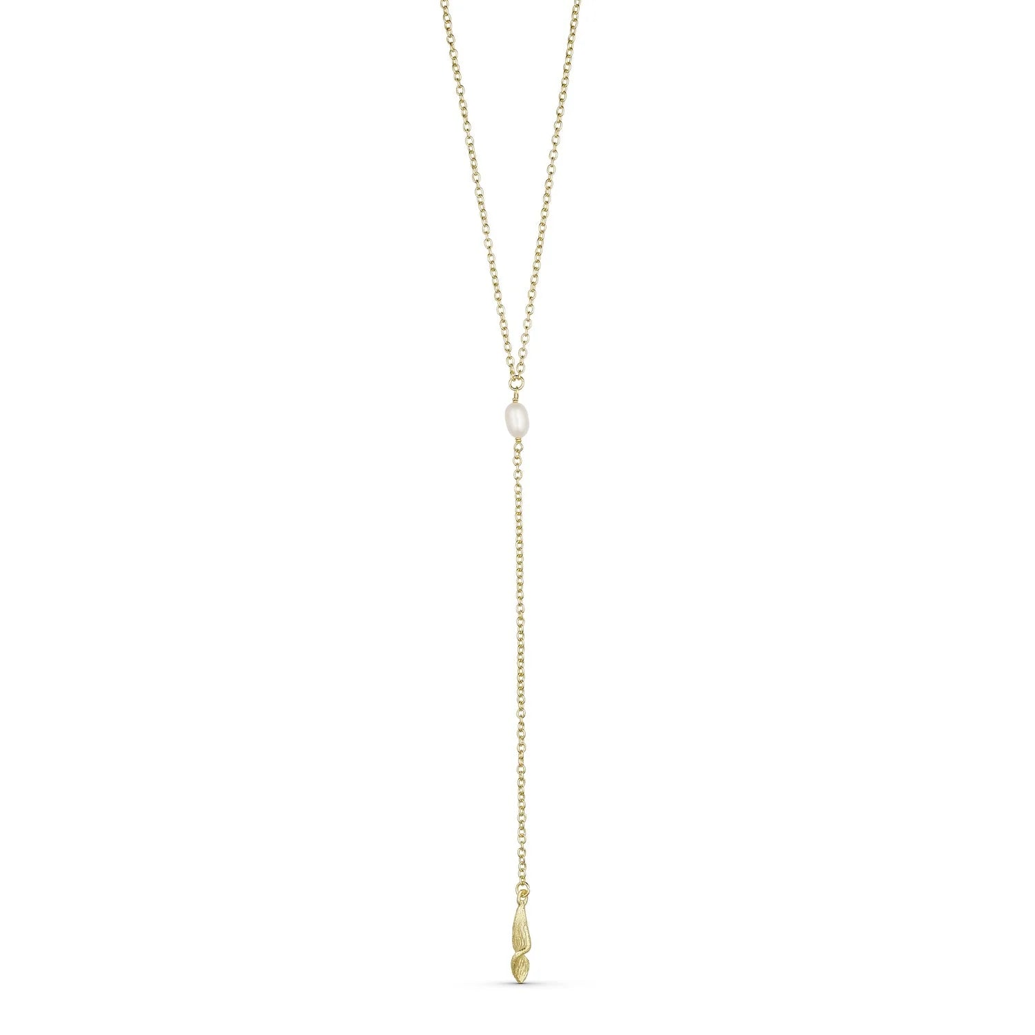 Långt halsband m. små kulor - 24K Guldpläterad
