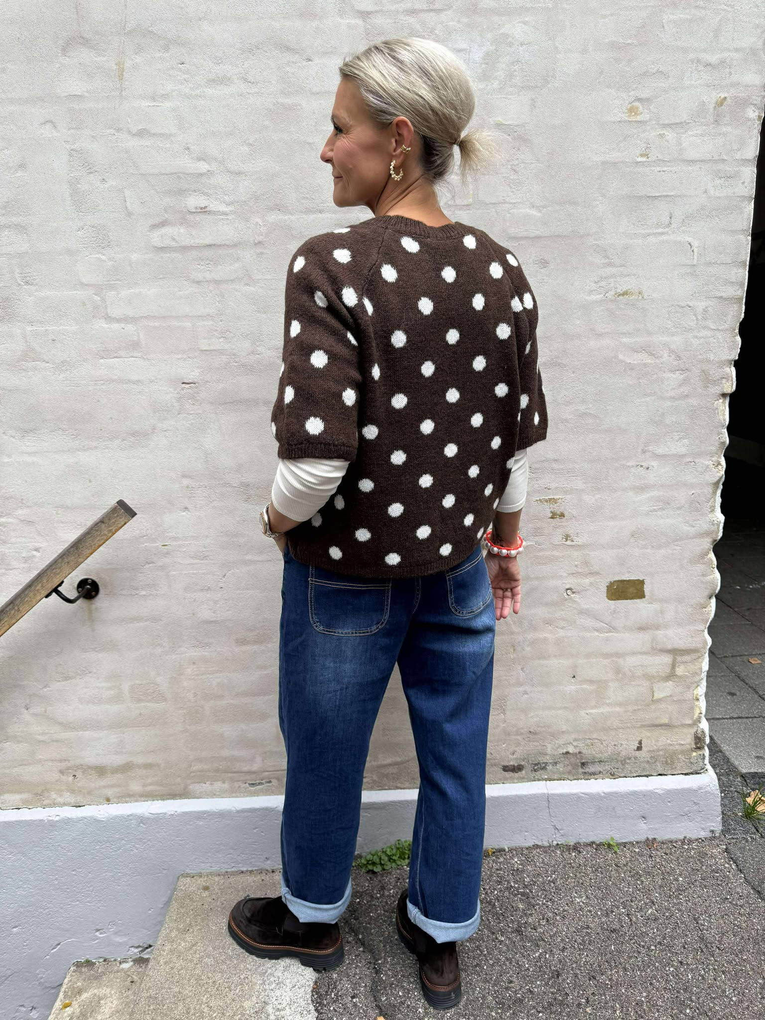 Knittet Blouse w. DOTS - Choco