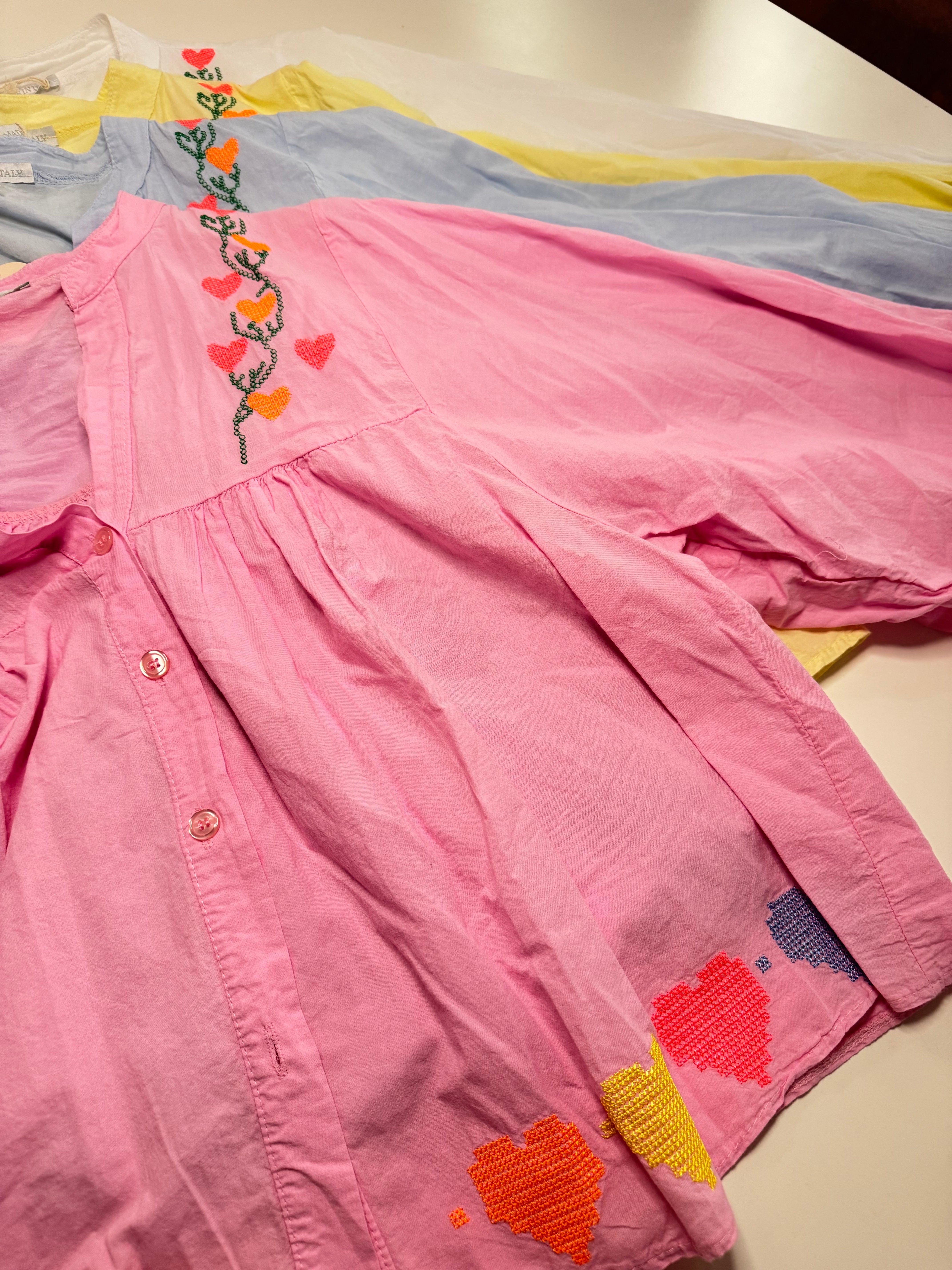 Lux Shirt w. Embrodery - Rosa