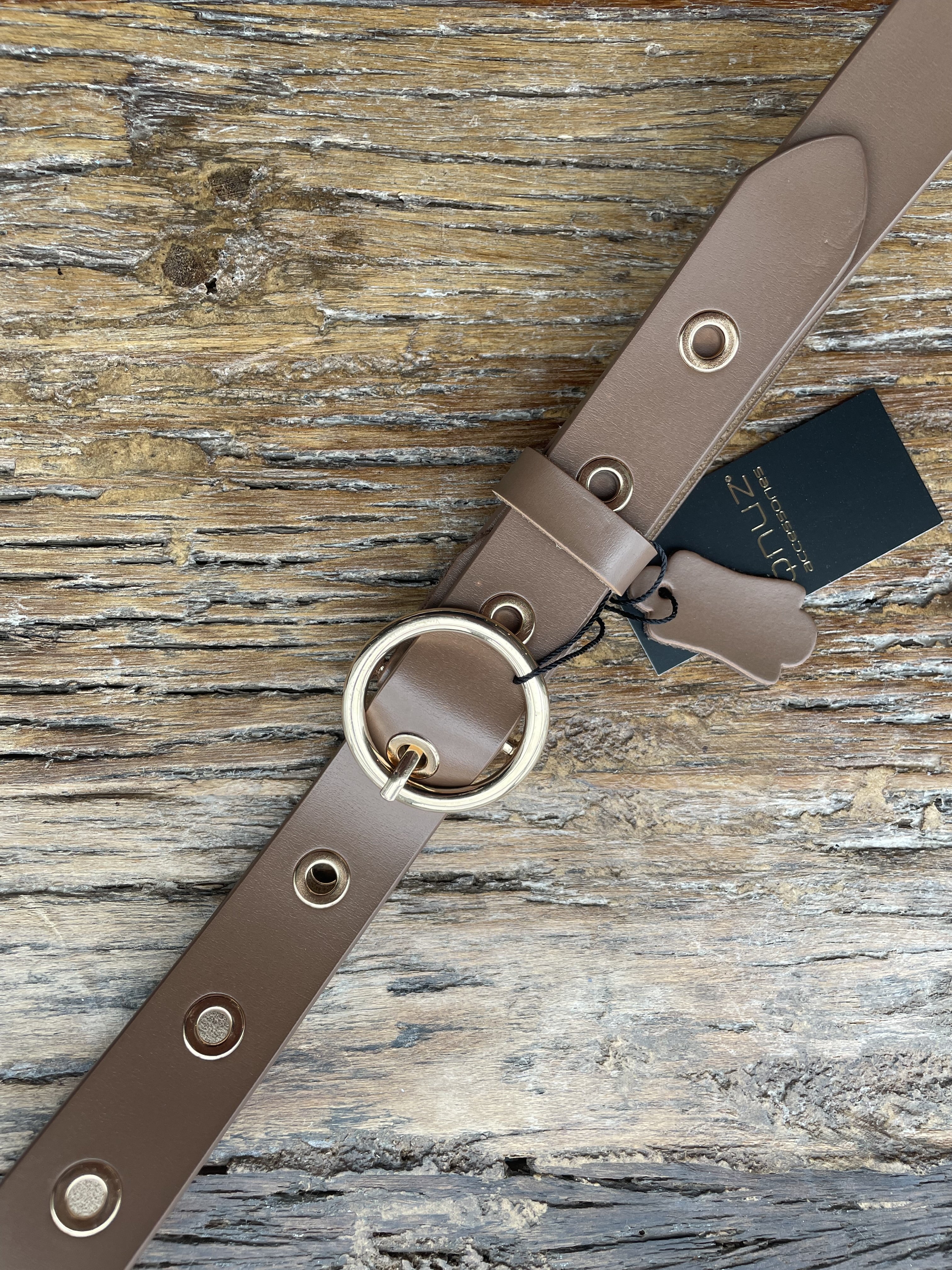 Laise Læder Belt - Beige/Guld