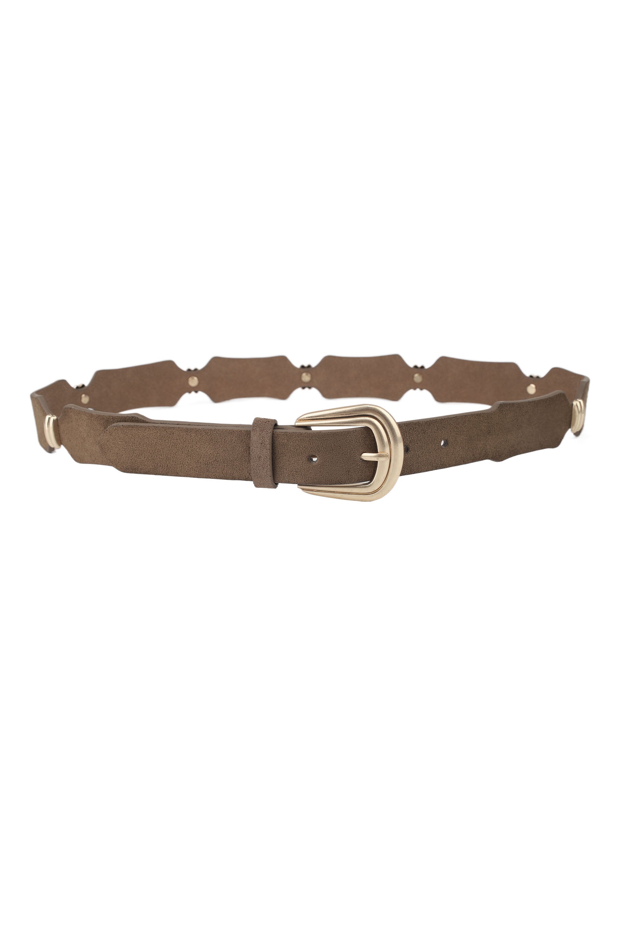 Suede Belt w. Gold Metal - Taupe