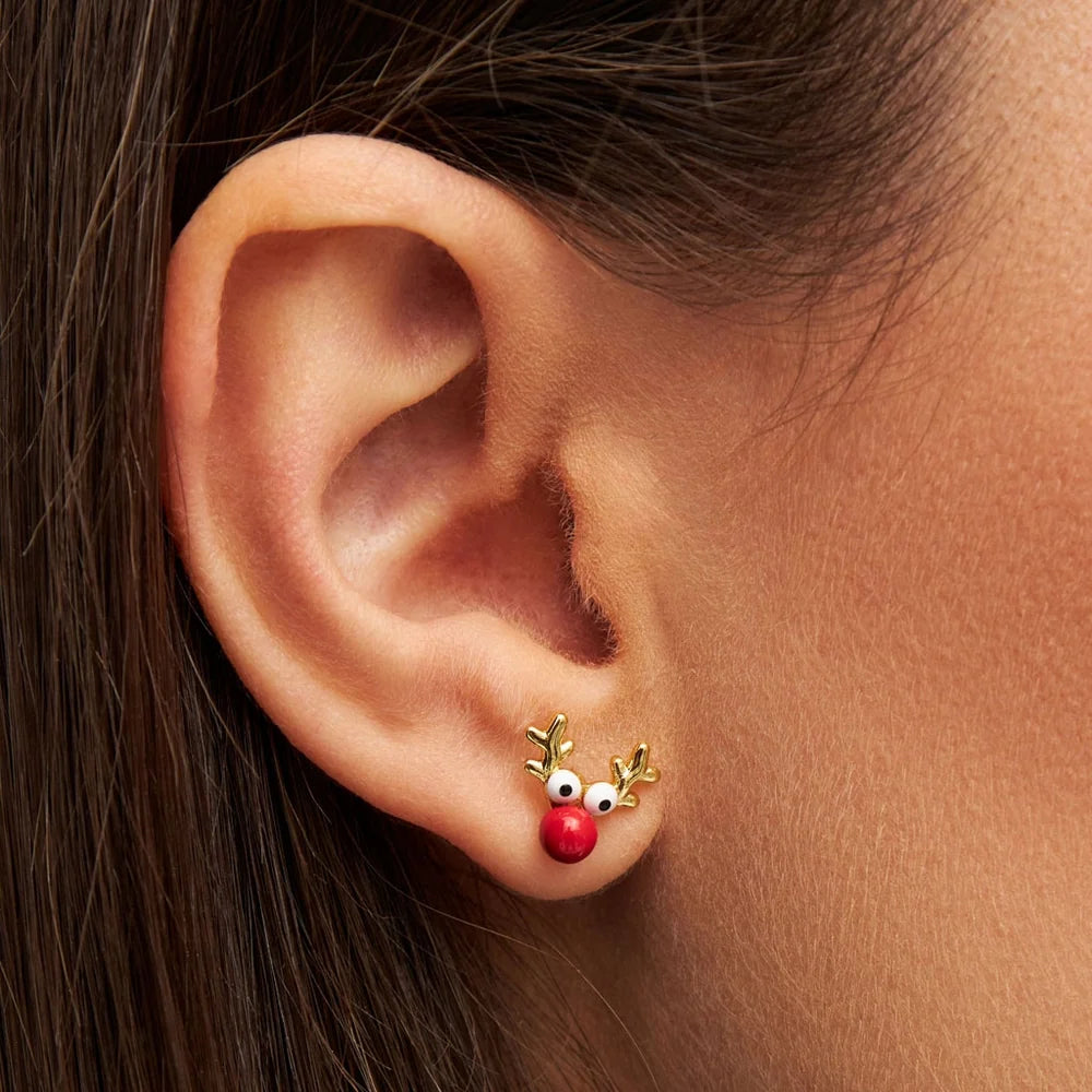 Rudolph ørering 1 stk - Gold plated