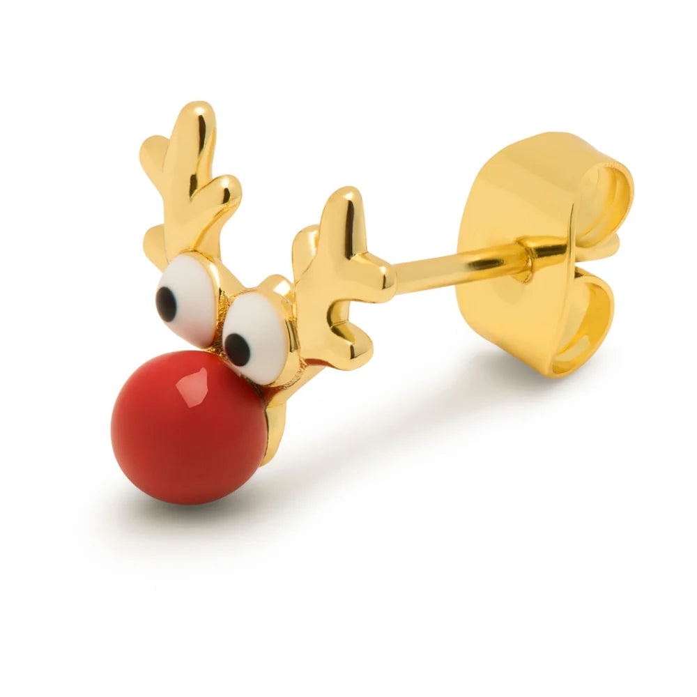 Rudolph ørering 1 stk - Gold plated