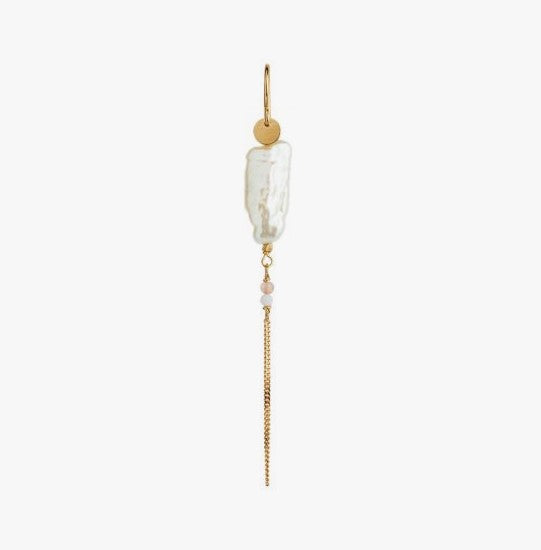 Long baroque pearl w. chain earring