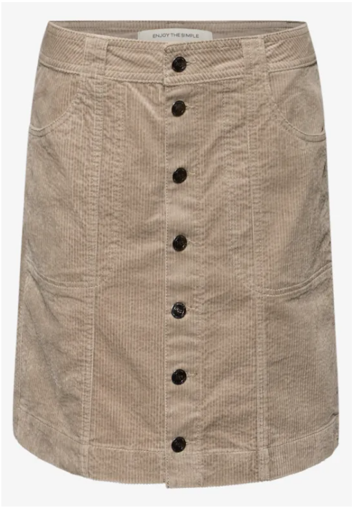 Corduroy Button Skirt - Beige