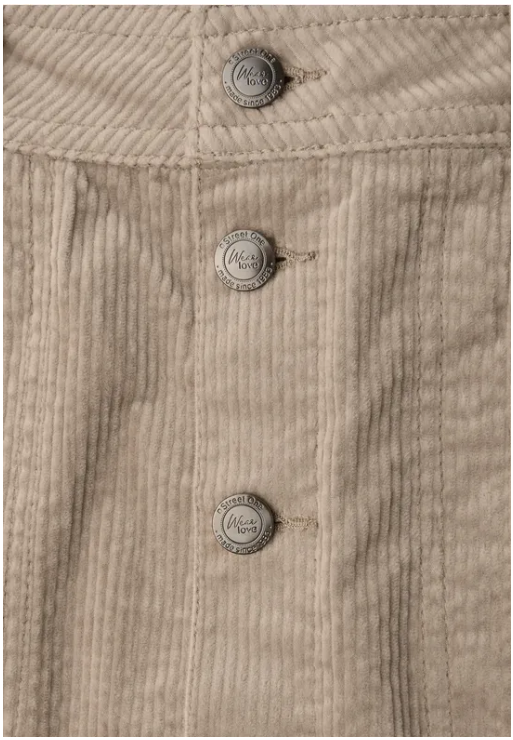 Corduroy Button Skirt - Beige