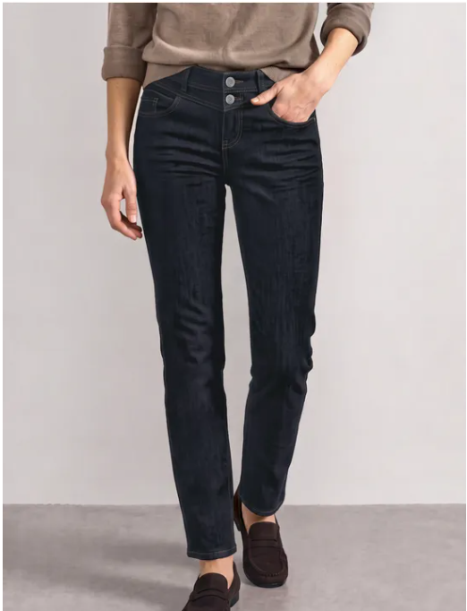Jane Mid Waist Slim Jeans - Deep Rinse Washed