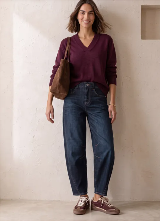 Karlie Barrel High Waist - Dark Blue Washed