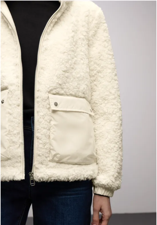 Mat Mix Teddy Jacket - Eggshell