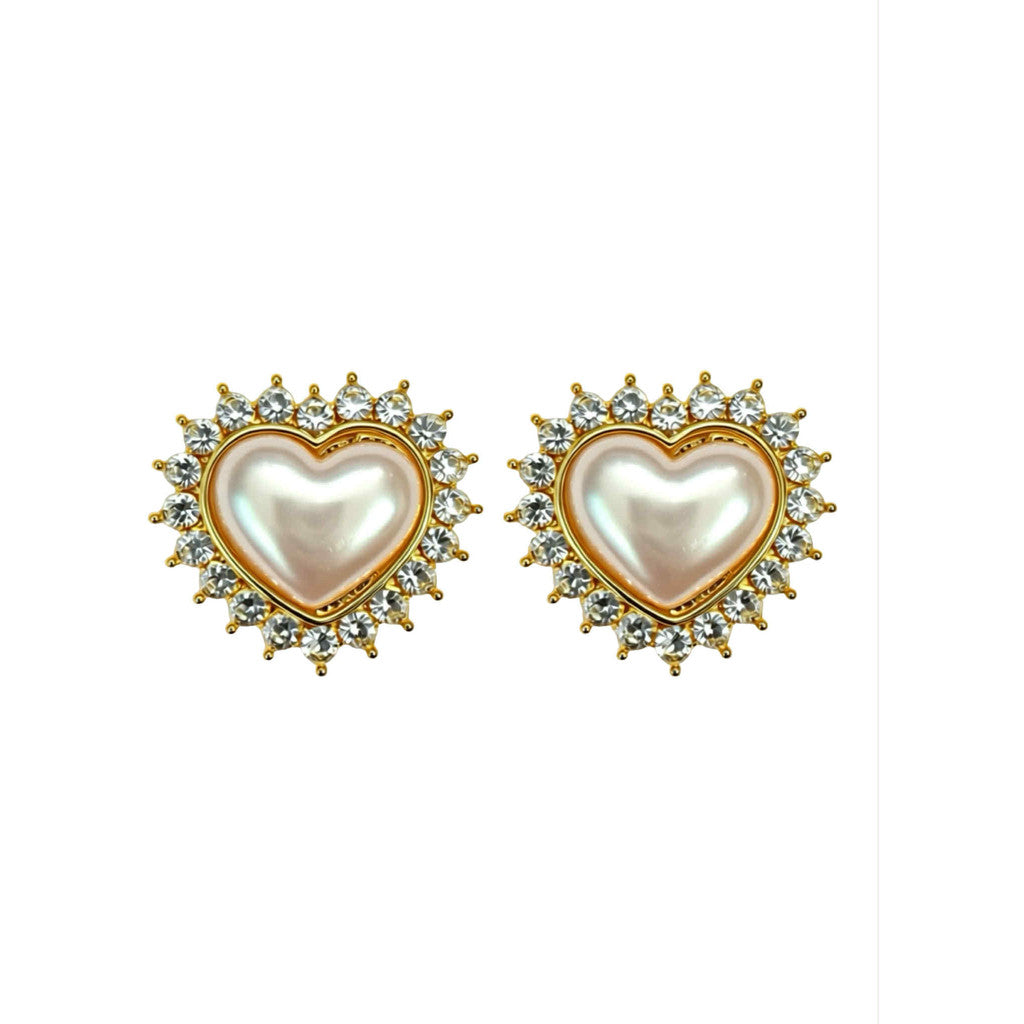 Button Cover Heart - White Glass