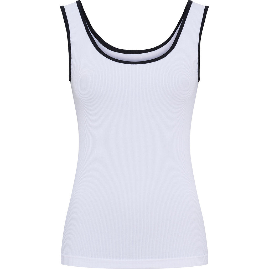 Marie Rib Top - Bianco Bubble/Nero