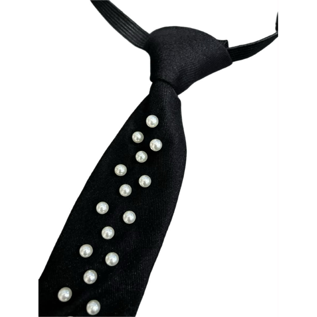 Tie With Pearls - Black
