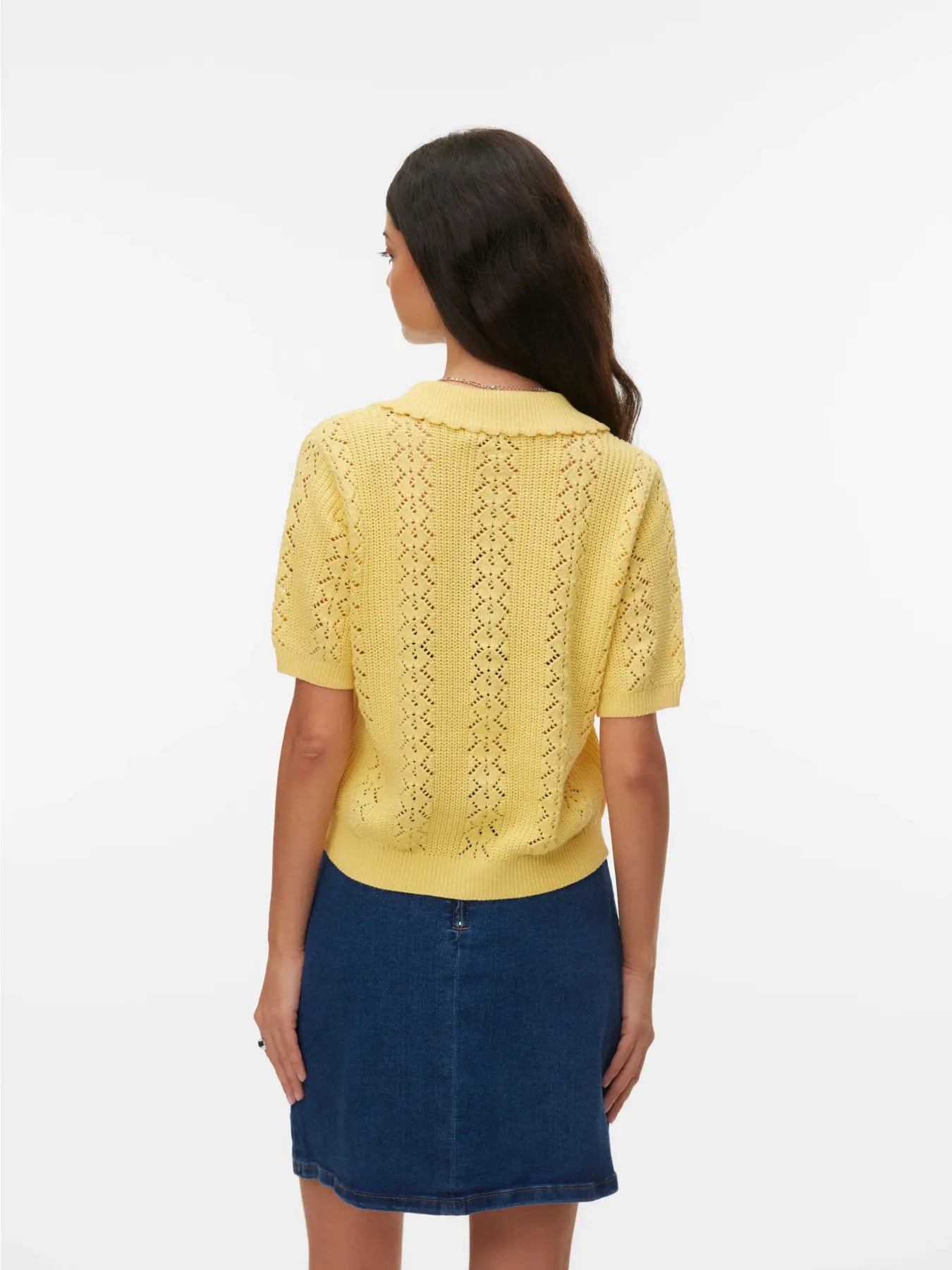 DARIA SS Poloneck Cardigan - Golden Haze W. MELANGE