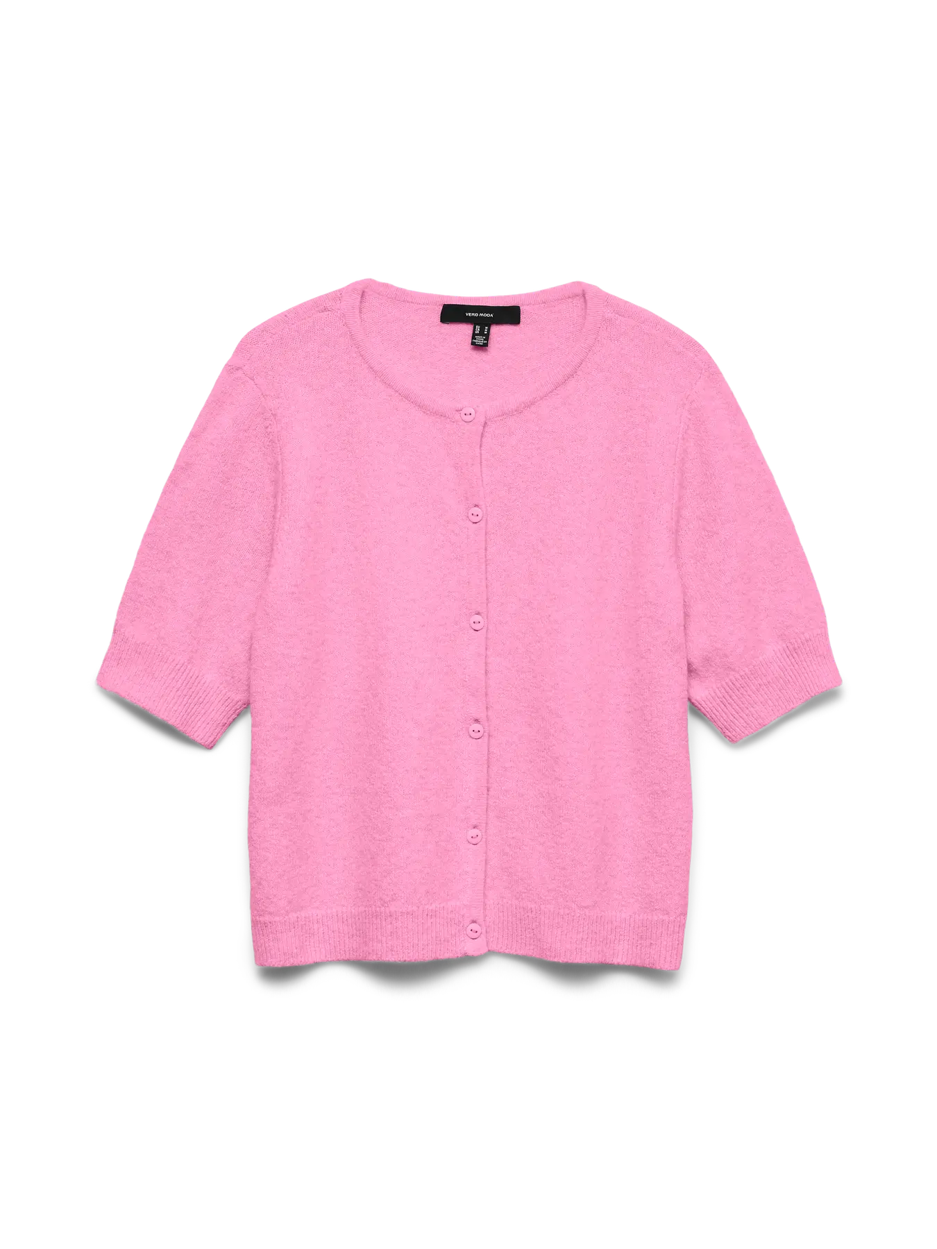 DOFFY 2/4 O-NECK BUTTON CARDIGAN - Bonbon MELANGE