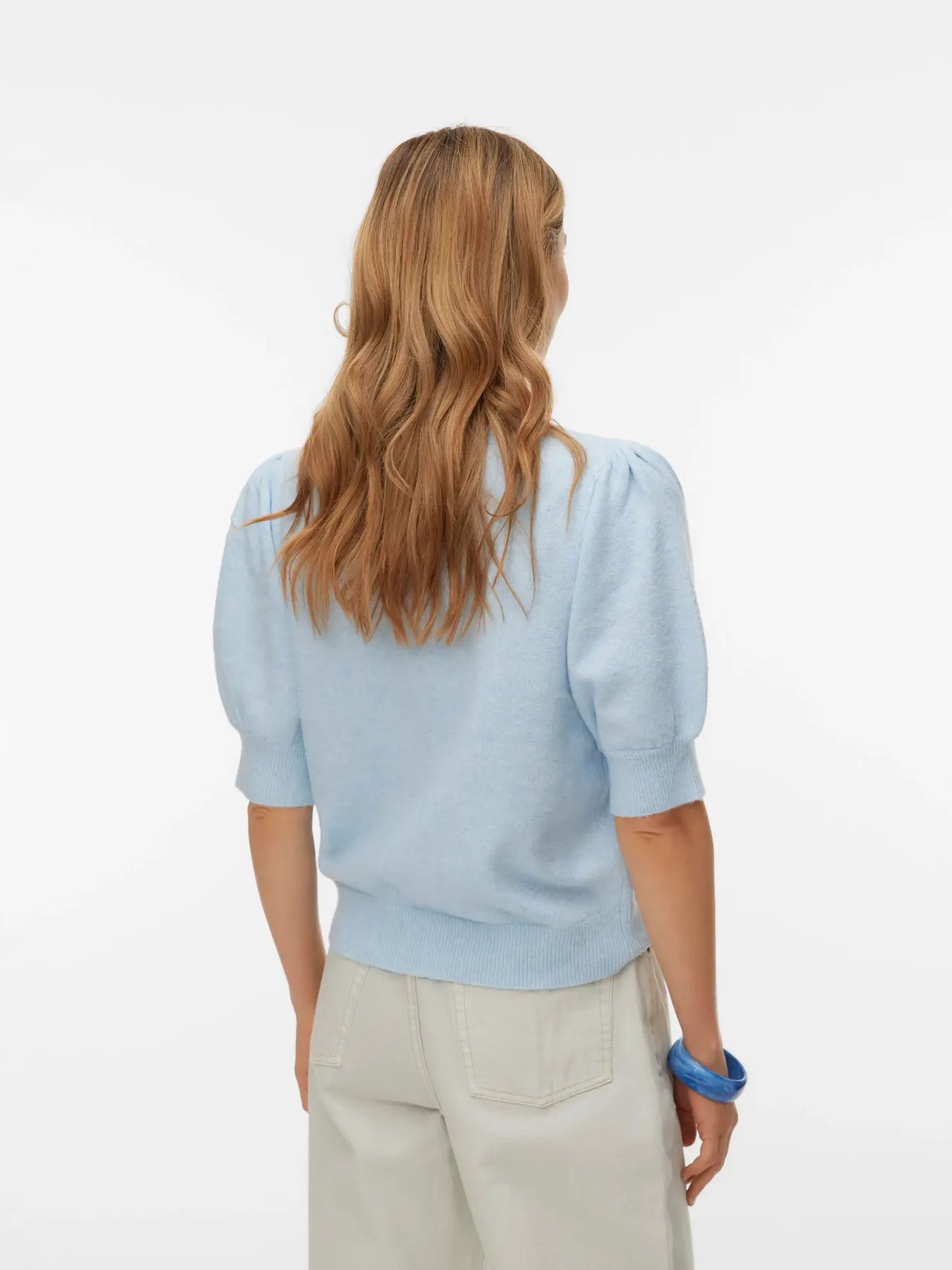 DOFFY O-NECK PULLOVER - Cashmere Blue MELANGE