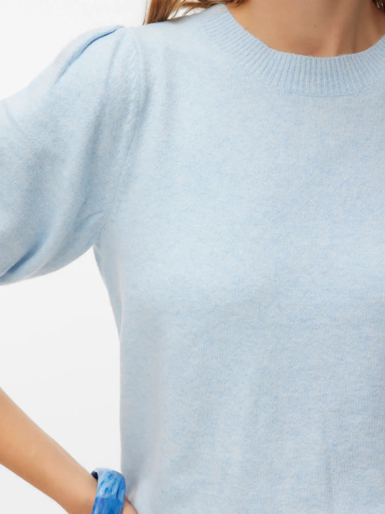 DOFFY O-NECK PULLOVER - Cashmere Blue MELANGE