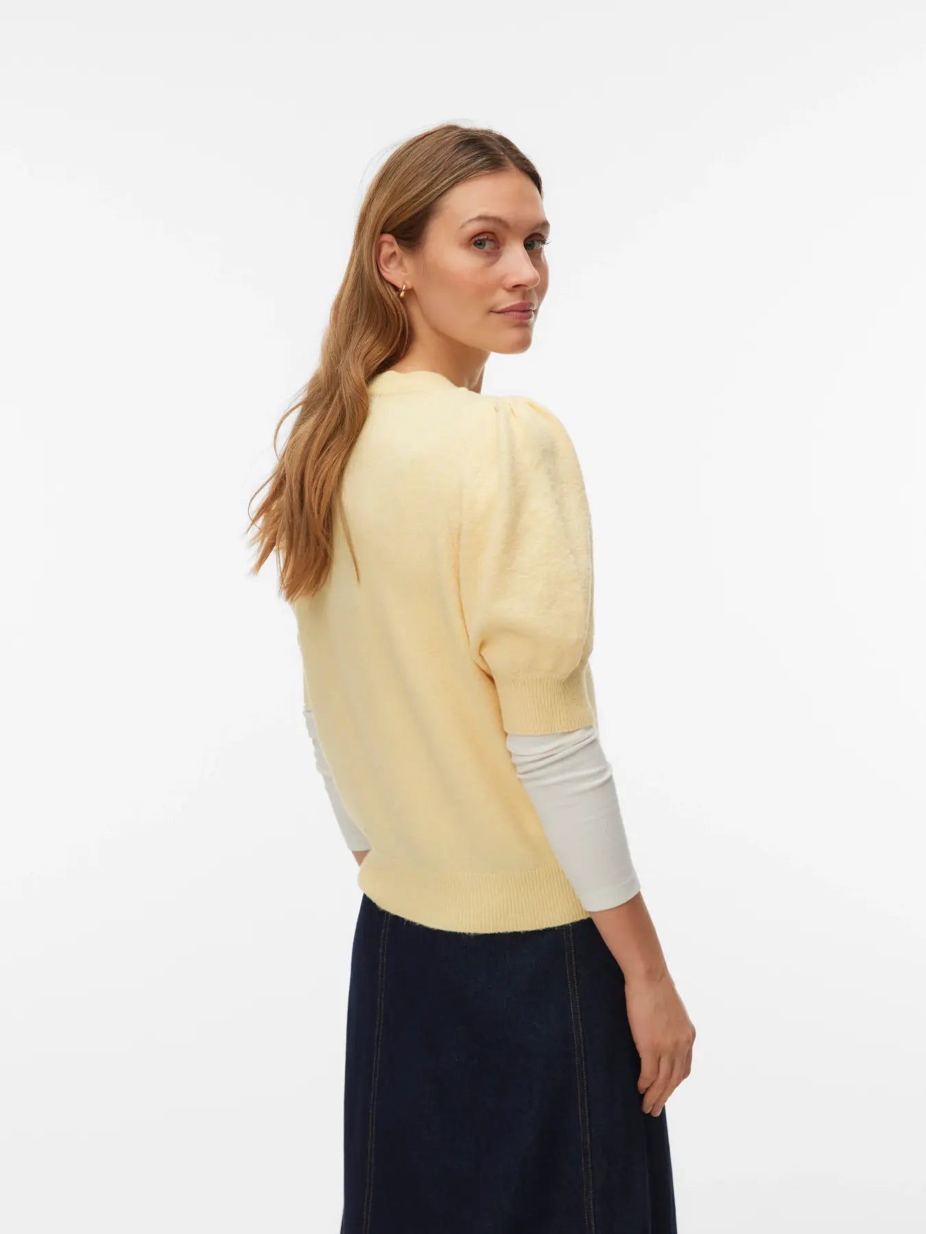 DOFFY O-NECK PULLOVER - Golden Haze WHITE MELANGE